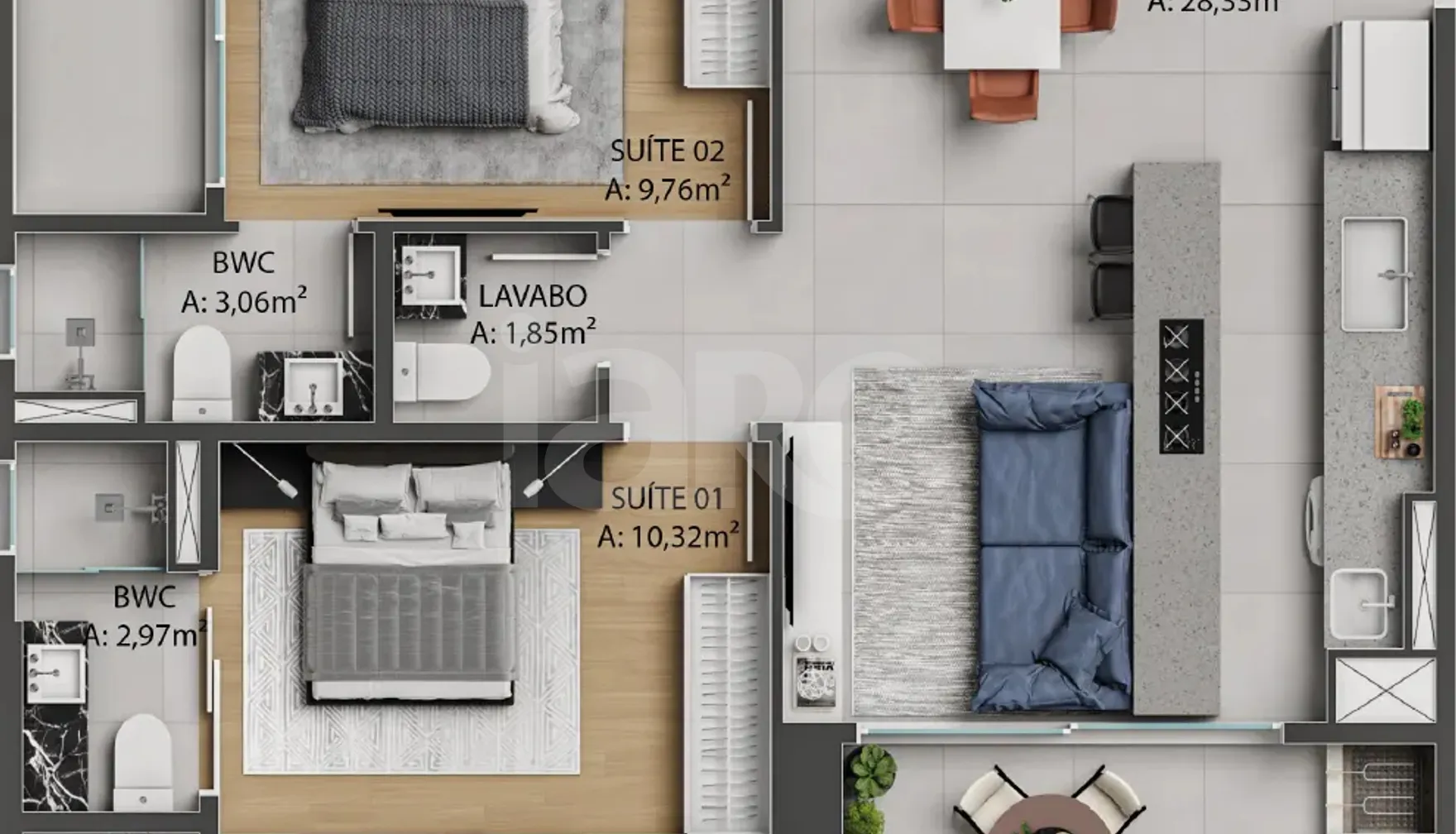 Planta — Apartamento 82 m²