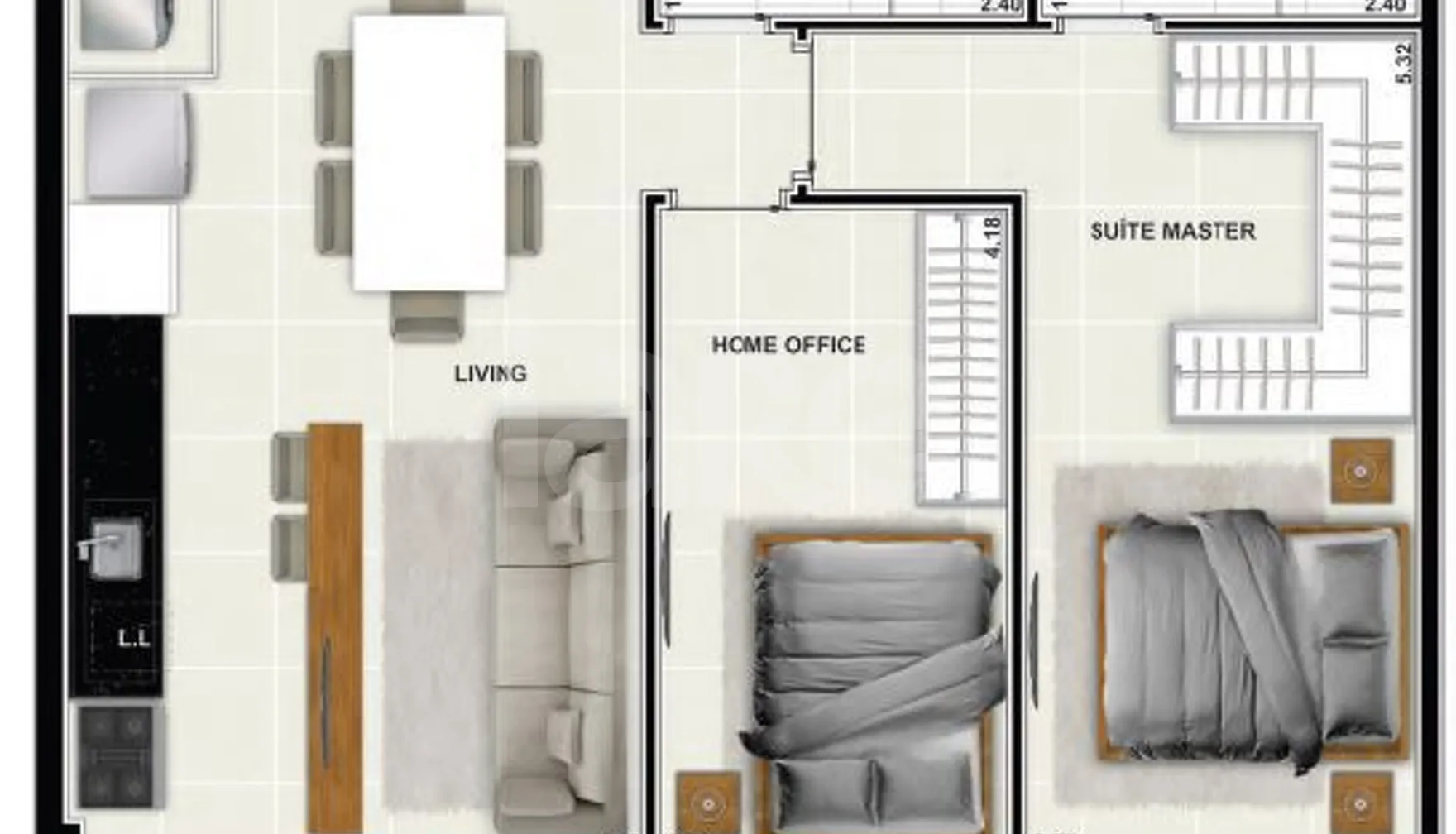 Planta — Apartamento 70,7 m²