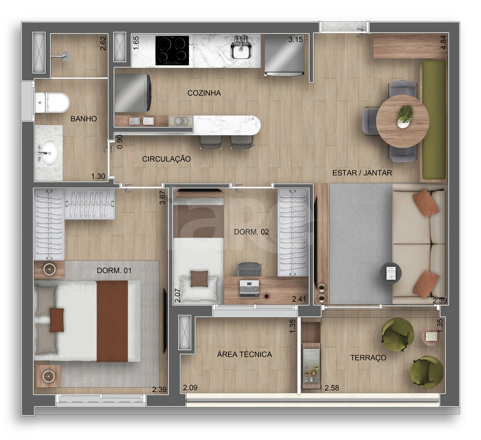 Planta — Apartamento 52,91 m²
