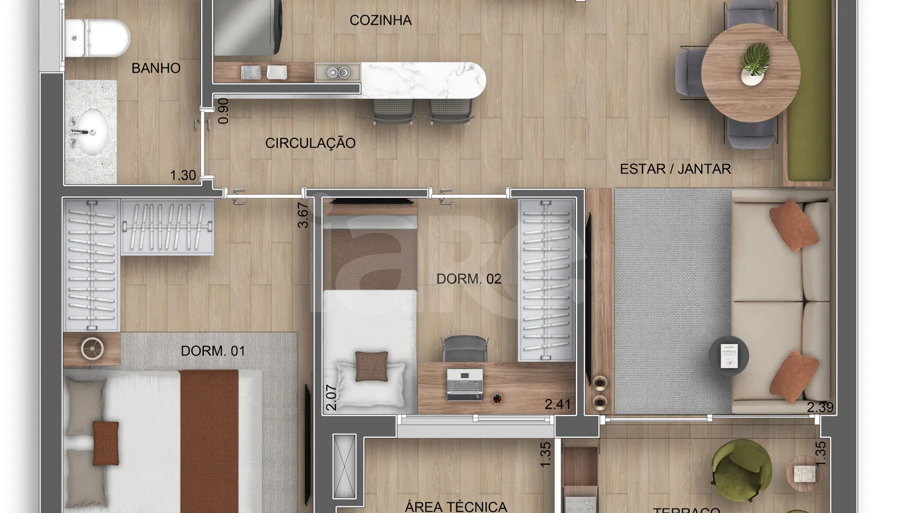 Planta — Apartamento 52,91 m²