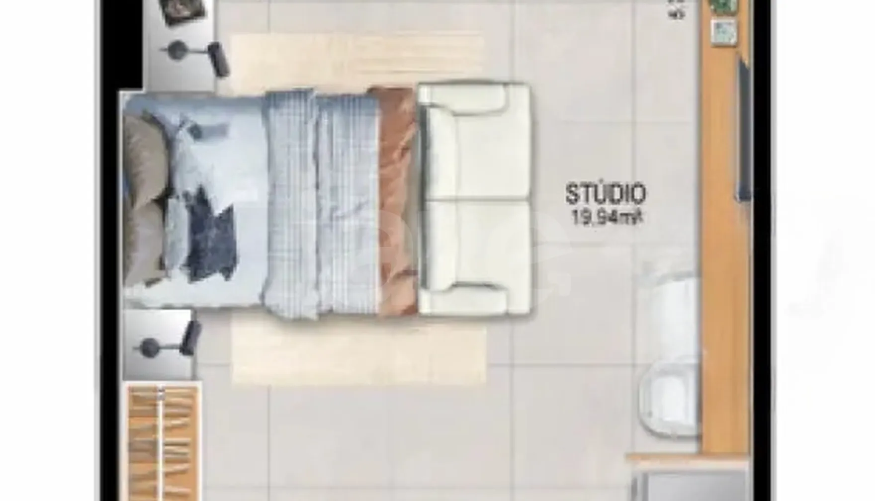 Planta — Studio 33,84 m²
