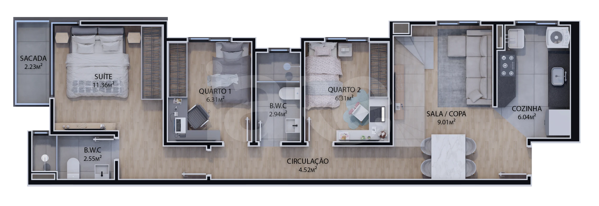 Planta — Cobertura Piso 2 - (Lado Direito)