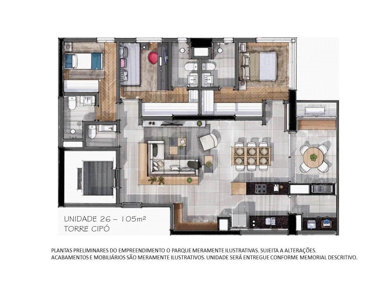 Planta — Apartamento 104,6 m²