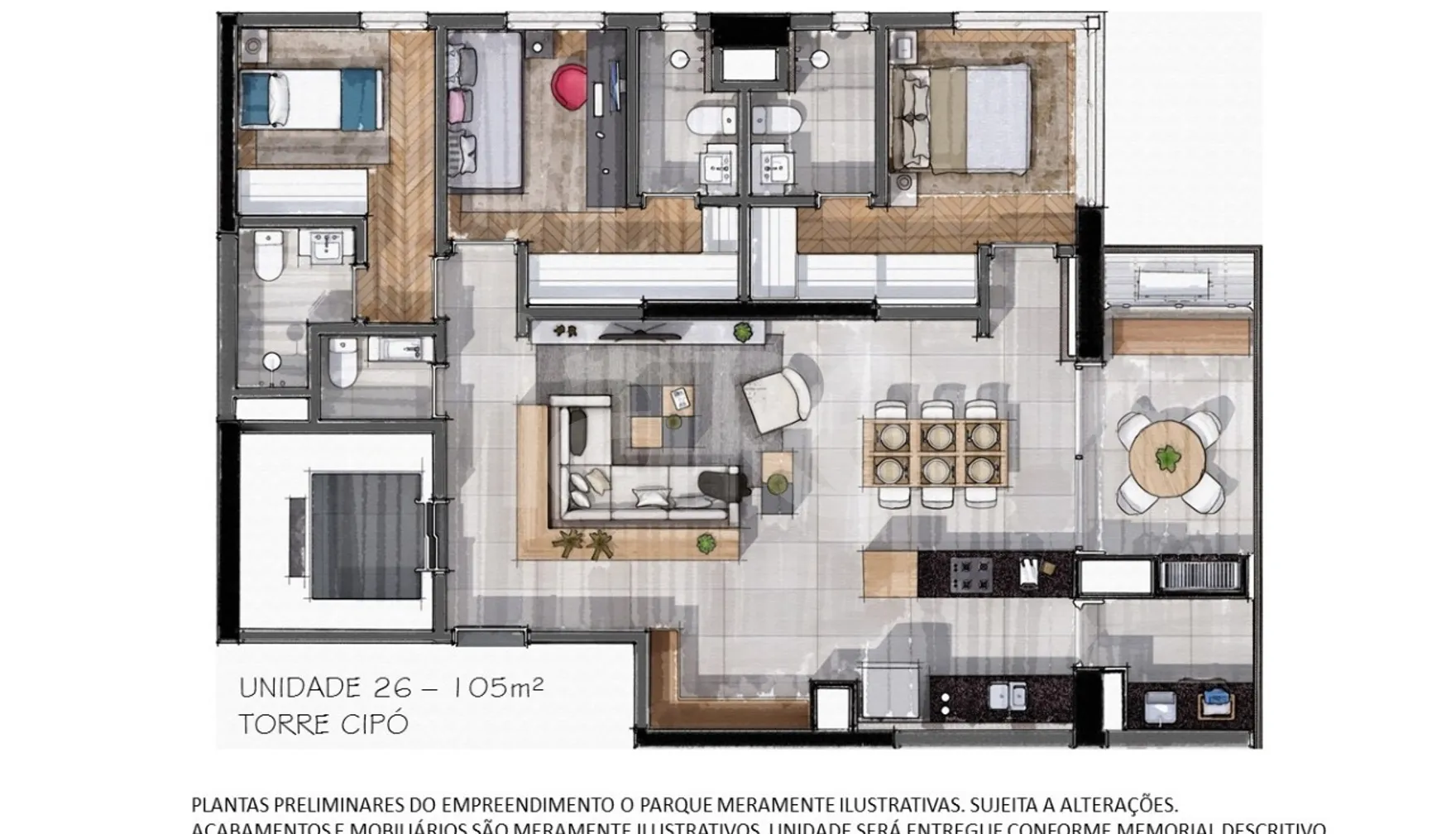 Planta — Apartamento 104,6 m²