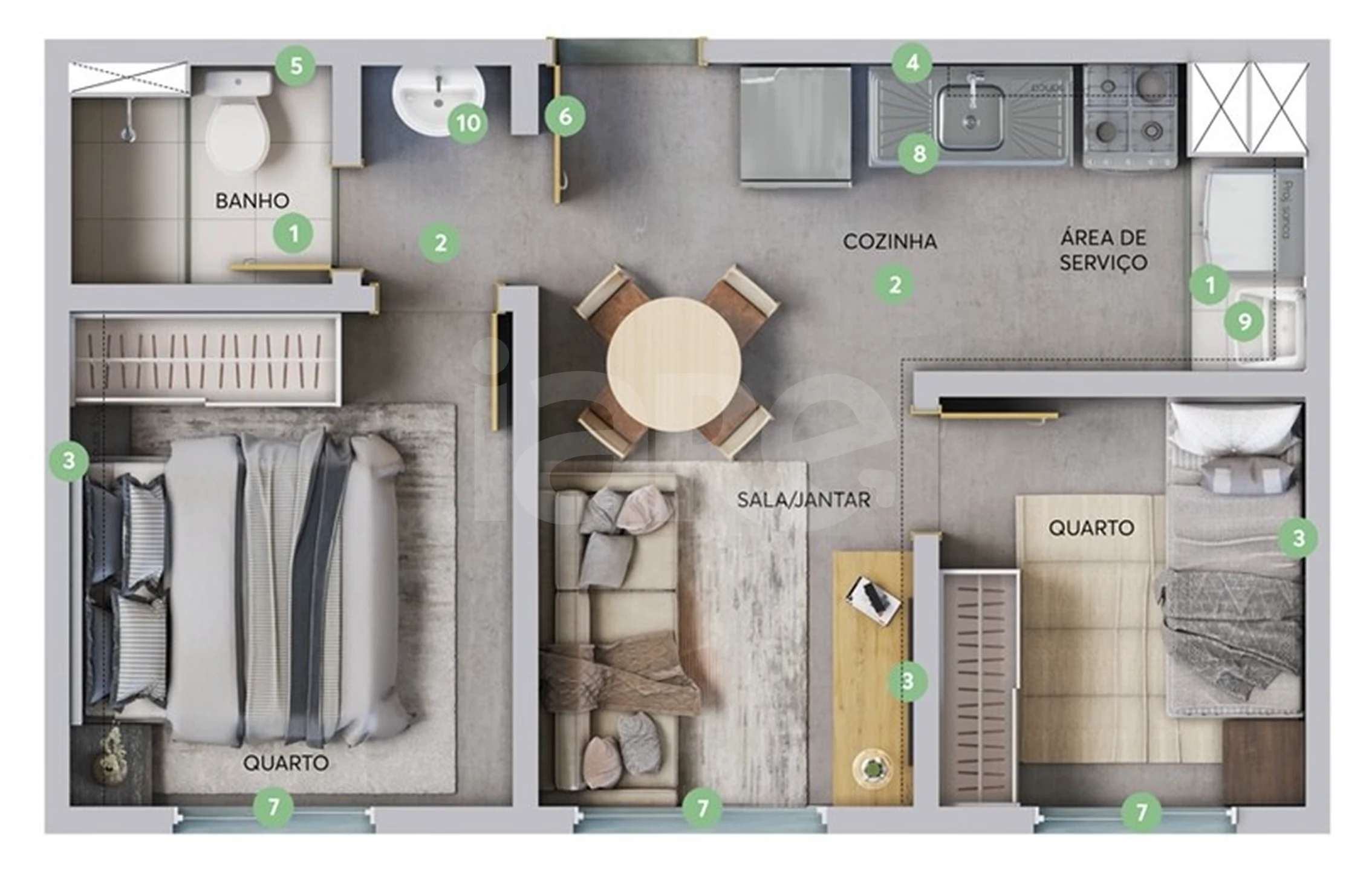 Planta — Apartamento 33,42 m²