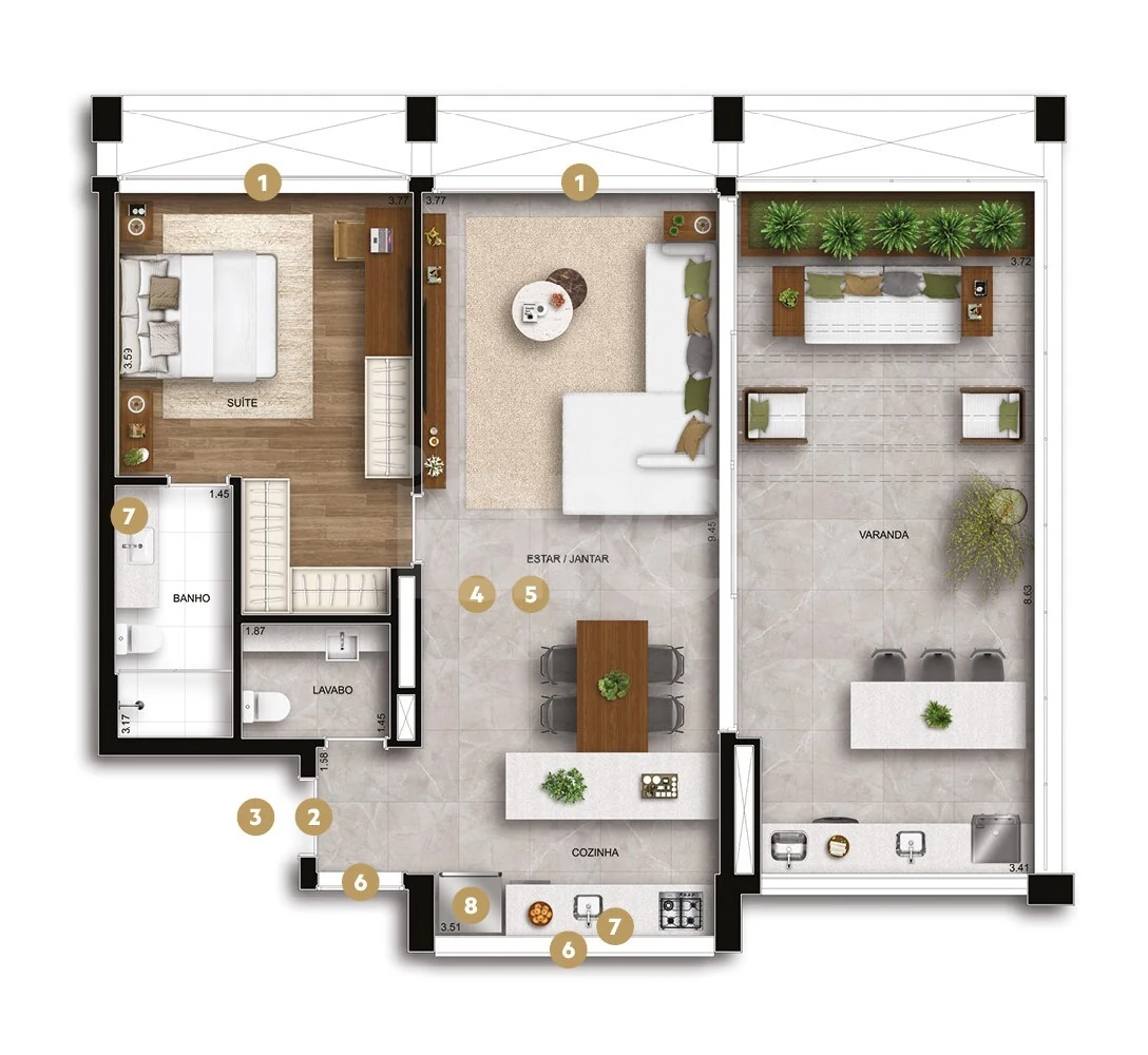 Planta — Garden 108,3 m²