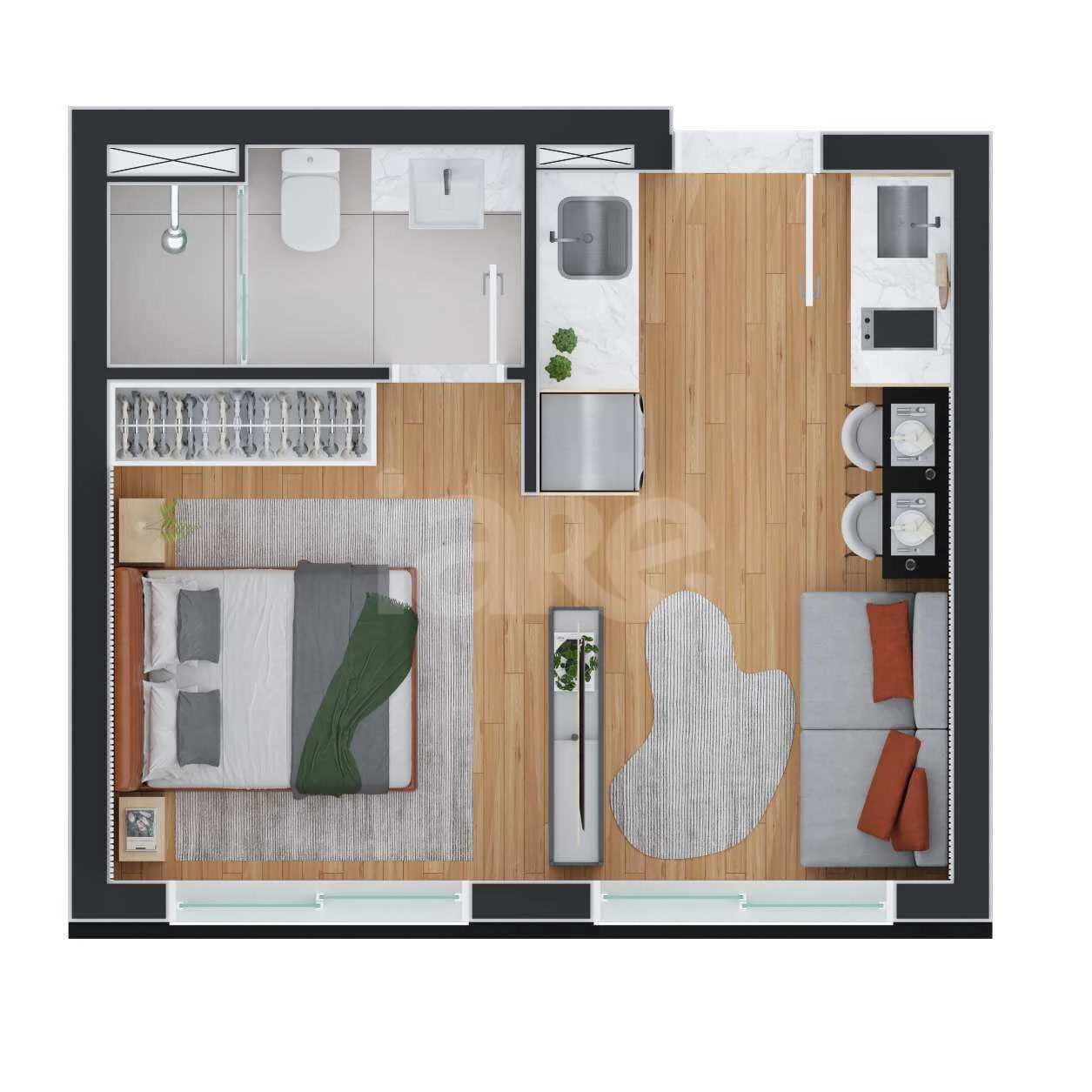 Planta — Studio 25,53 m²
