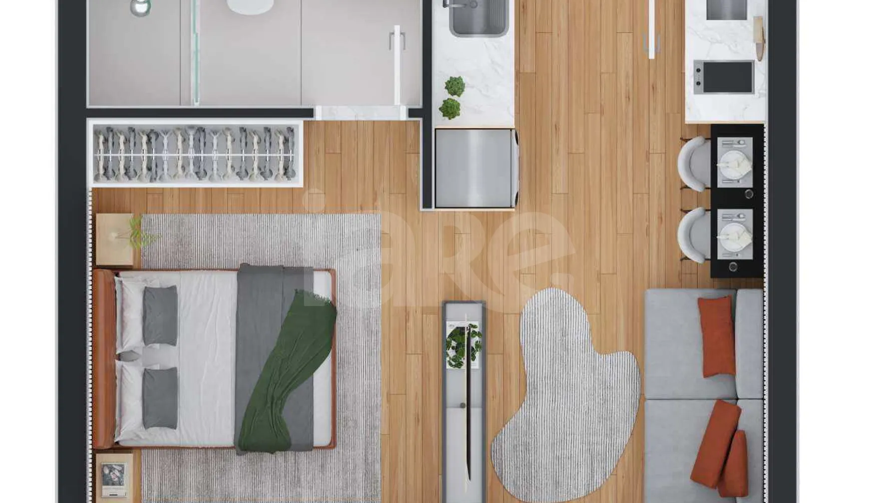 Planta — Studio 25,53 m²