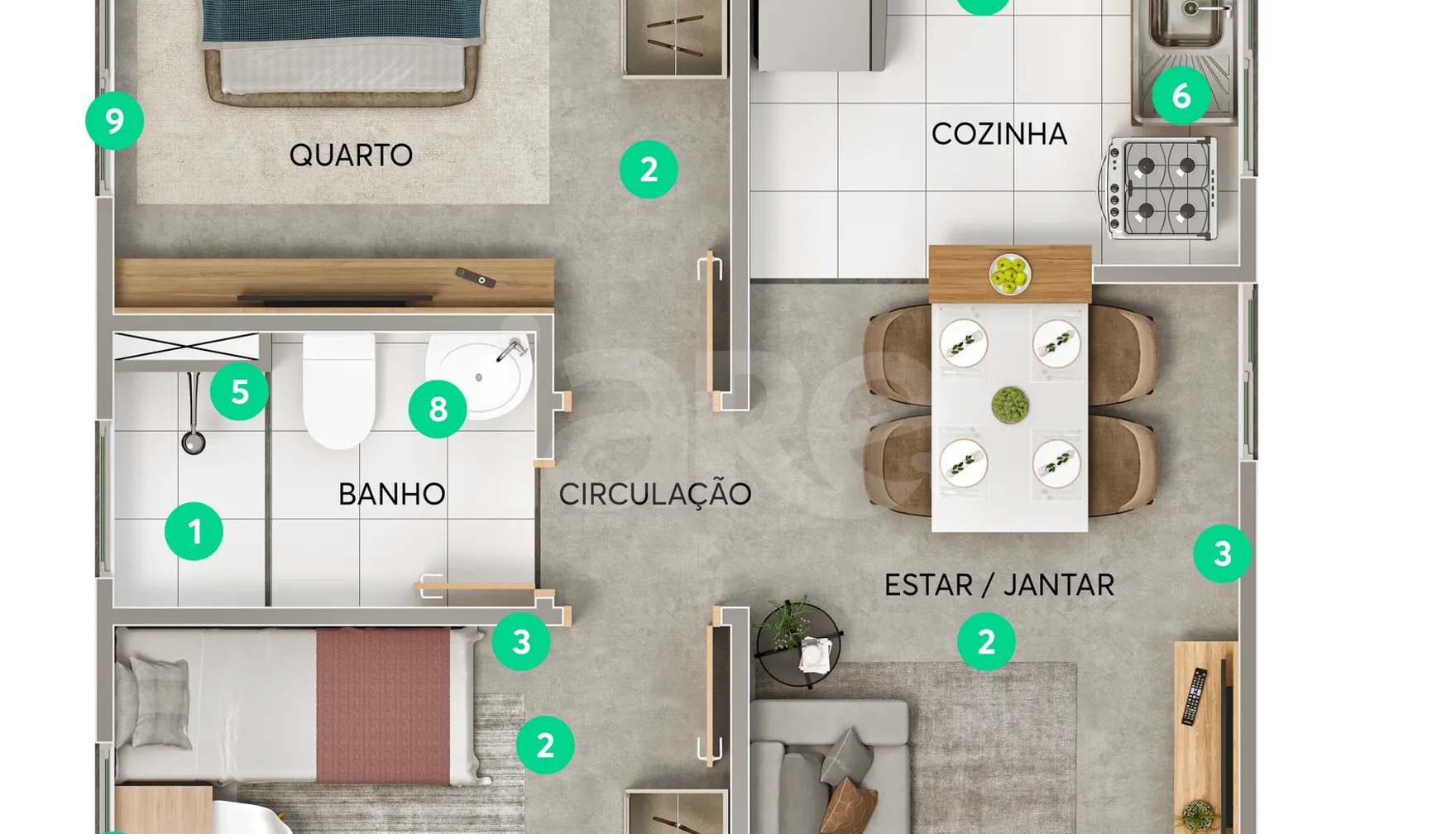 Planta — Apartamento 40,46 m²