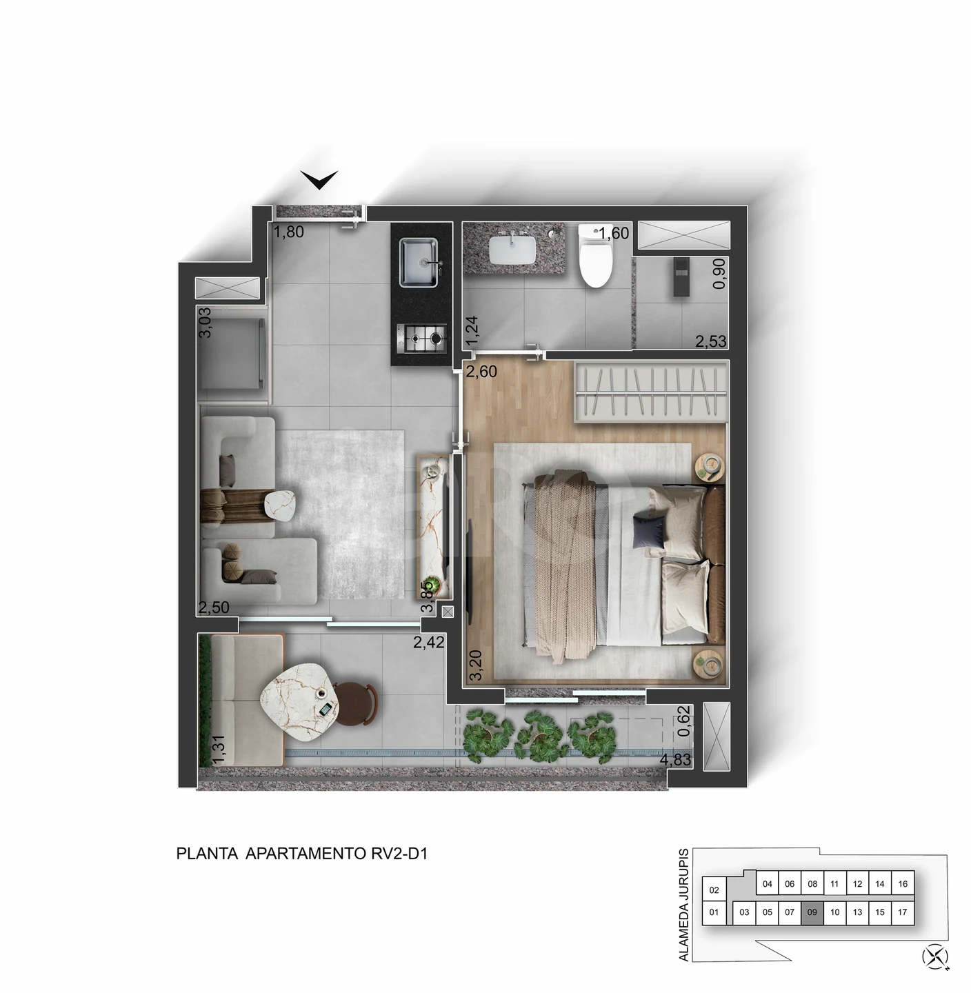 Planta — Apartamento 29,59 m²