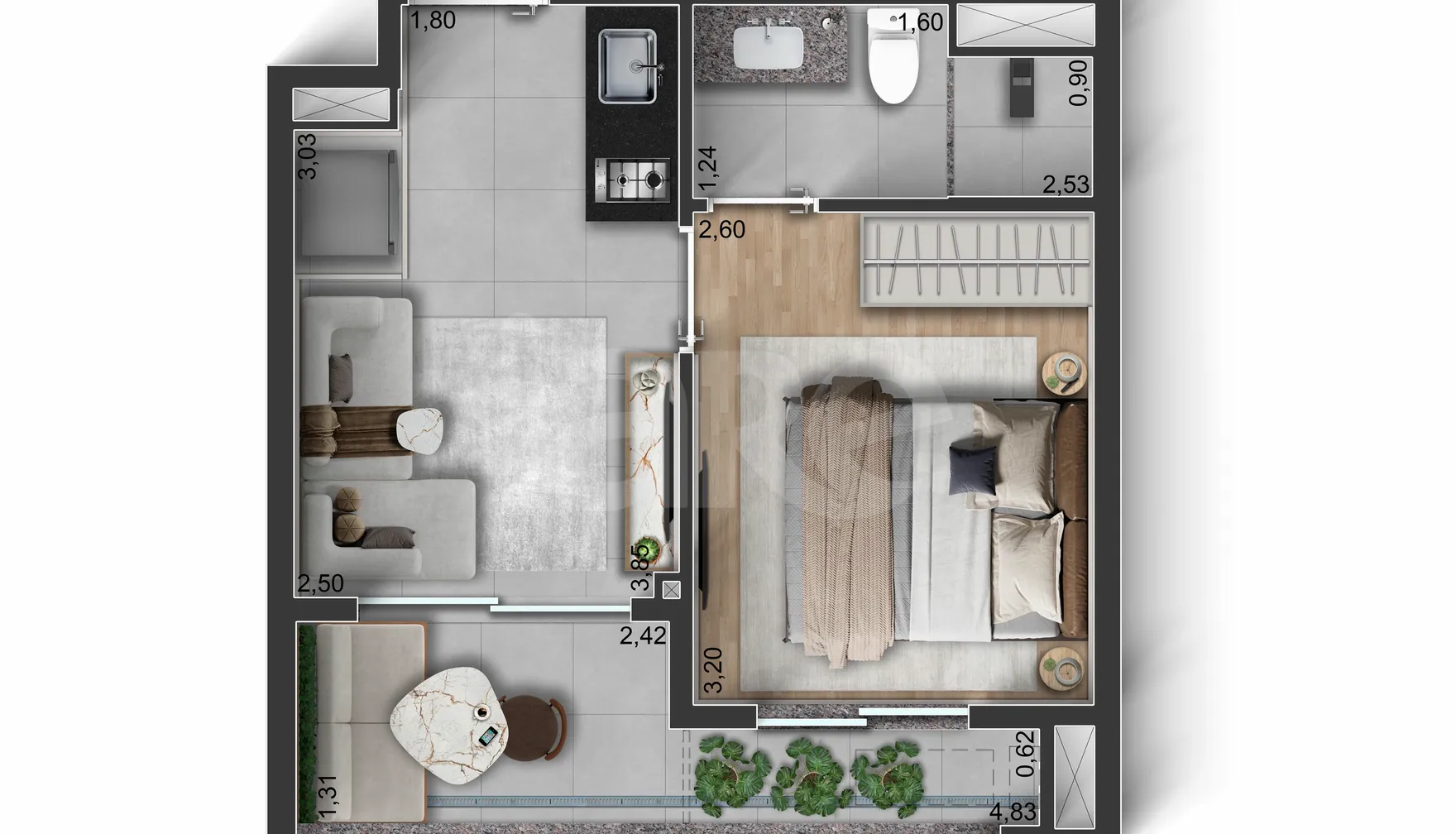 Planta — Apartamento 29,59 m²