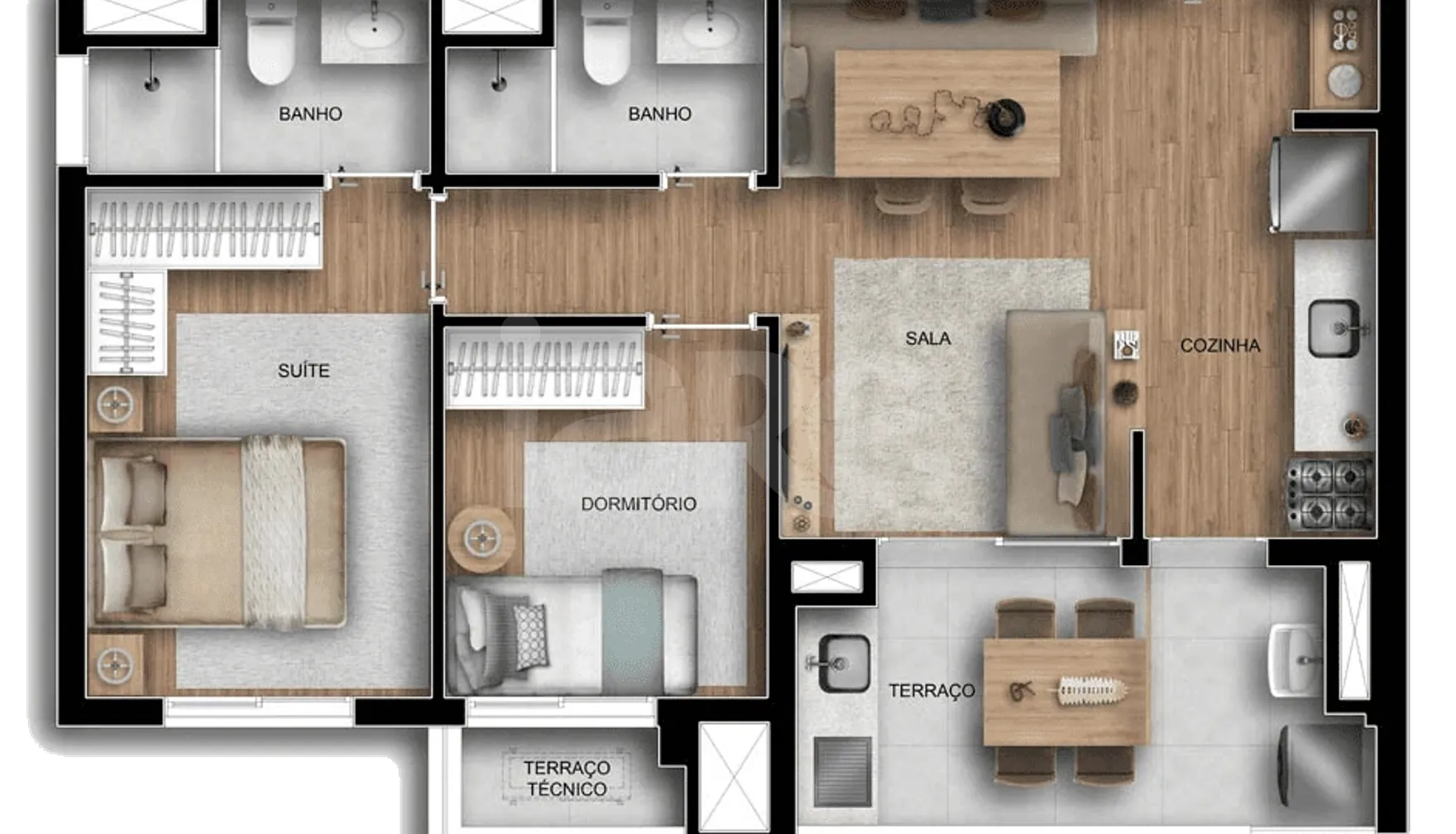 Planta — Apartamento 60,96 m²