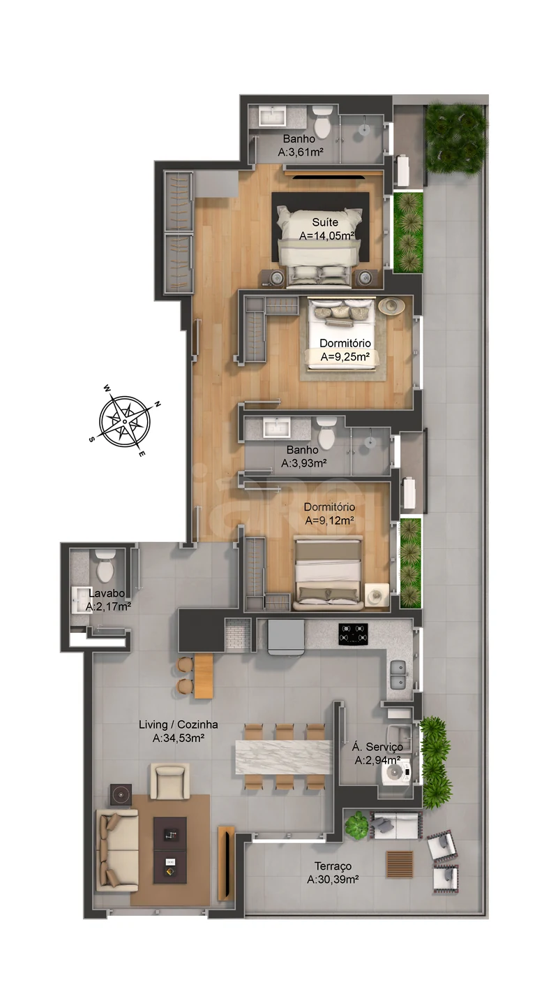 Planta — Garden 139,58 m²