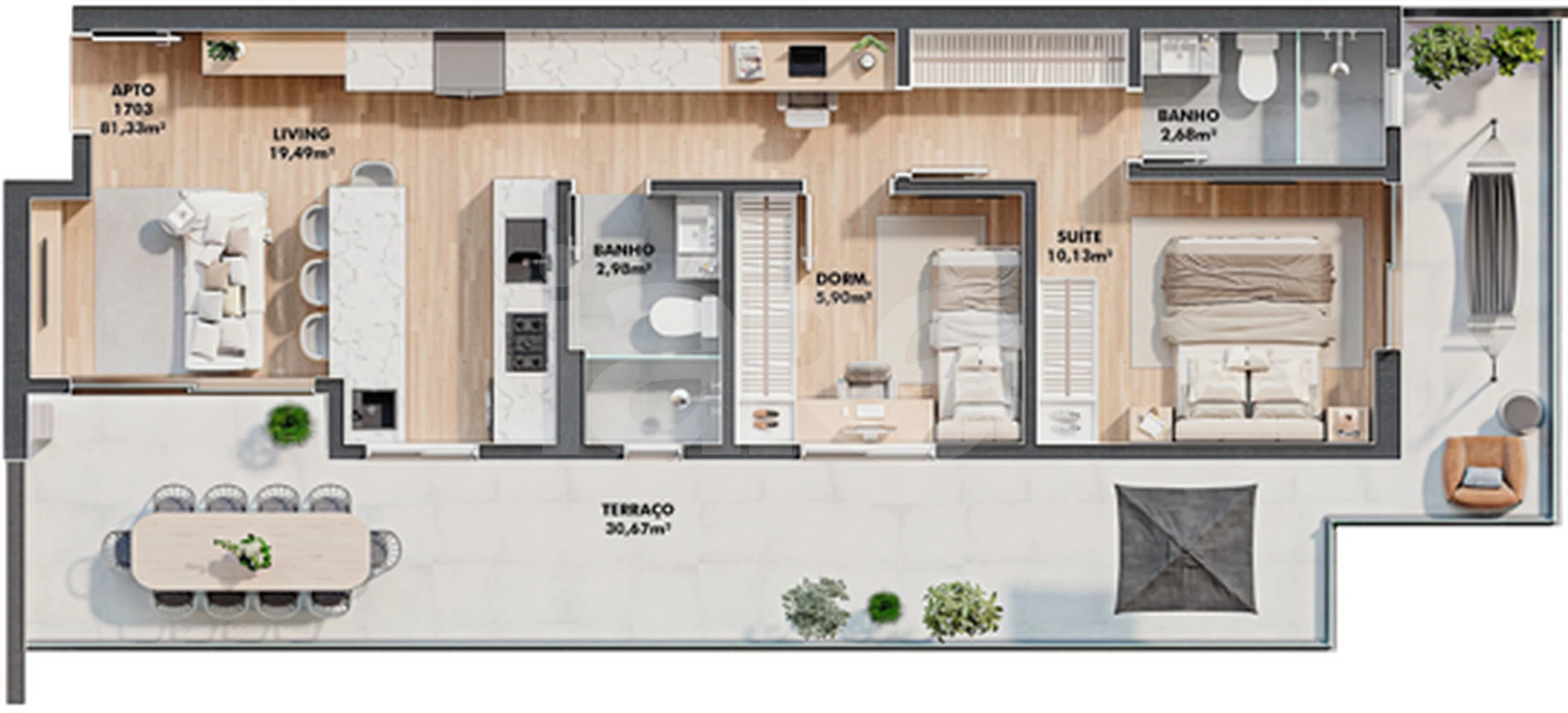 Planta — Garden 81,33 m²
