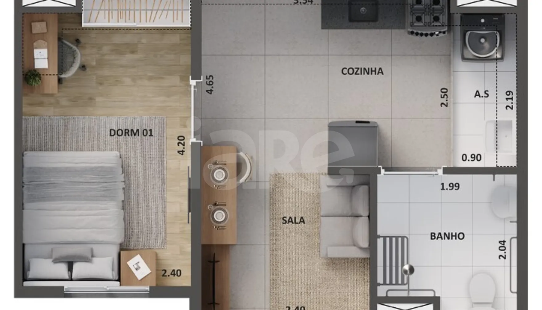 Planta — Apartamento 34 m²