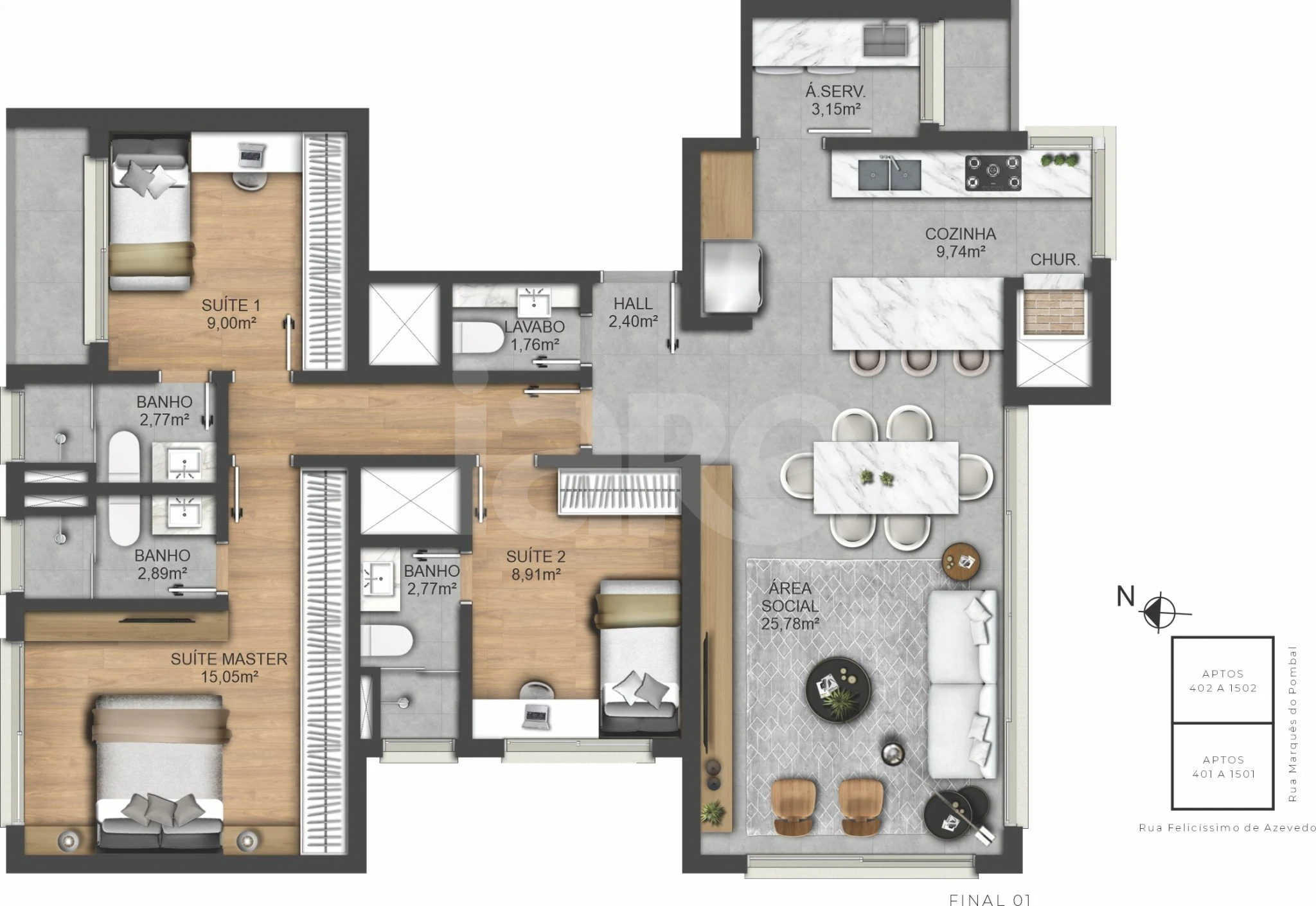 Planta — Apartamento 112,8 m²