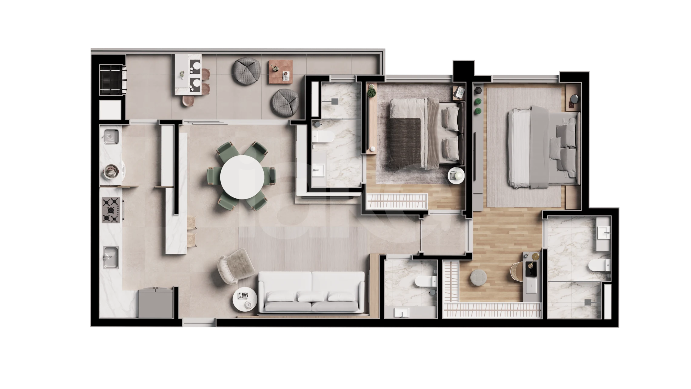 Planta — Apartamento 96,36 m²