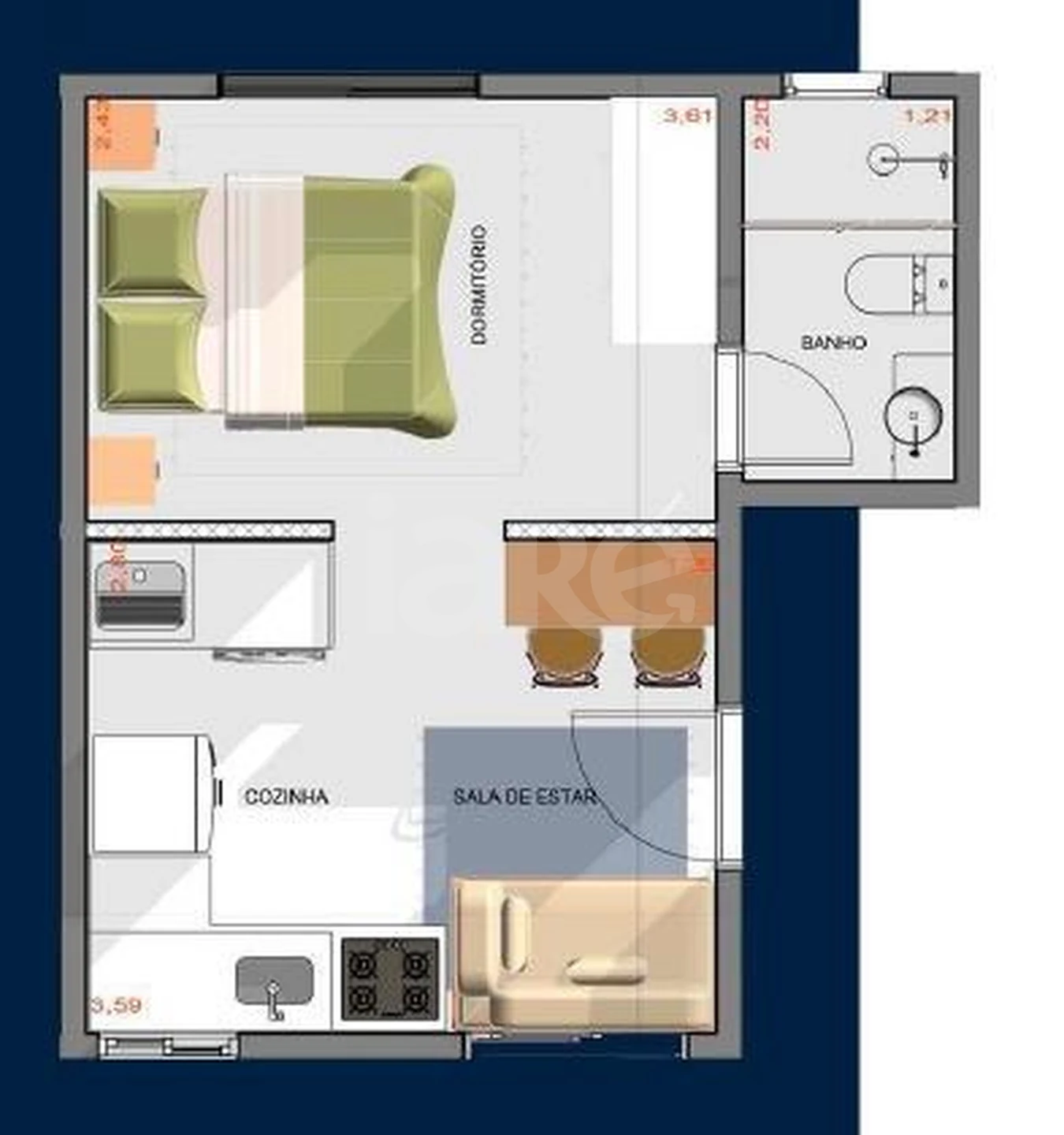 Planta — Apartamento 27 m²