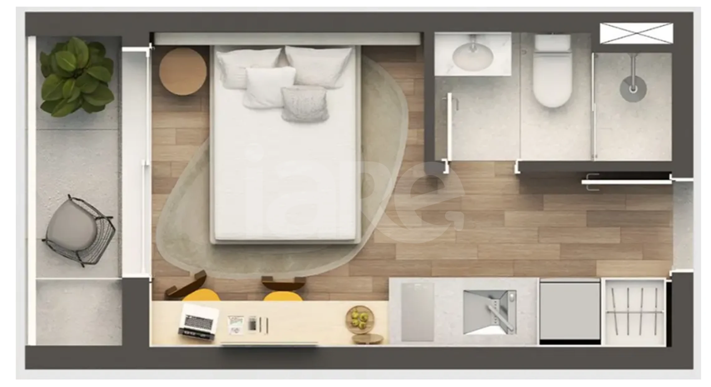 Planta — Studio 18,01 m²
