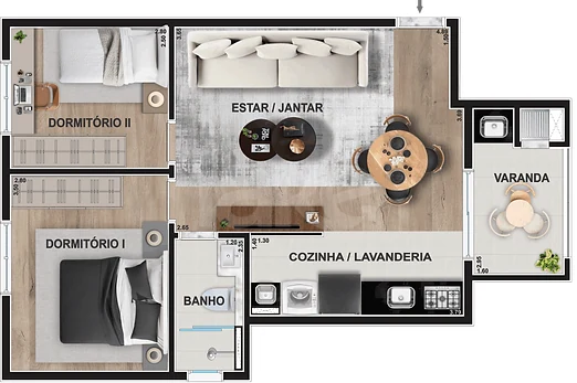 Planta — Apartamento 55,15 m²