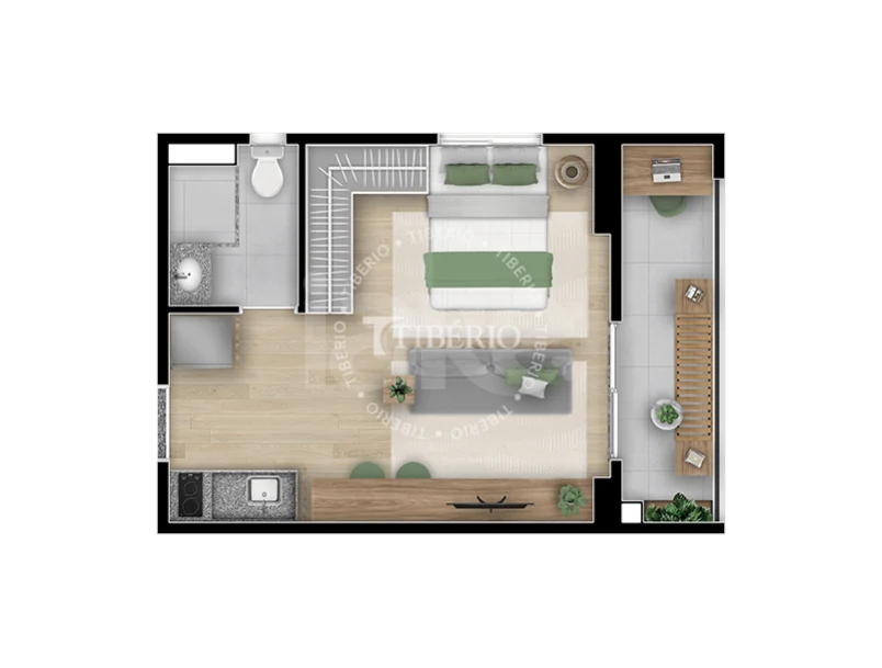Planta — Studio 30,07 m²