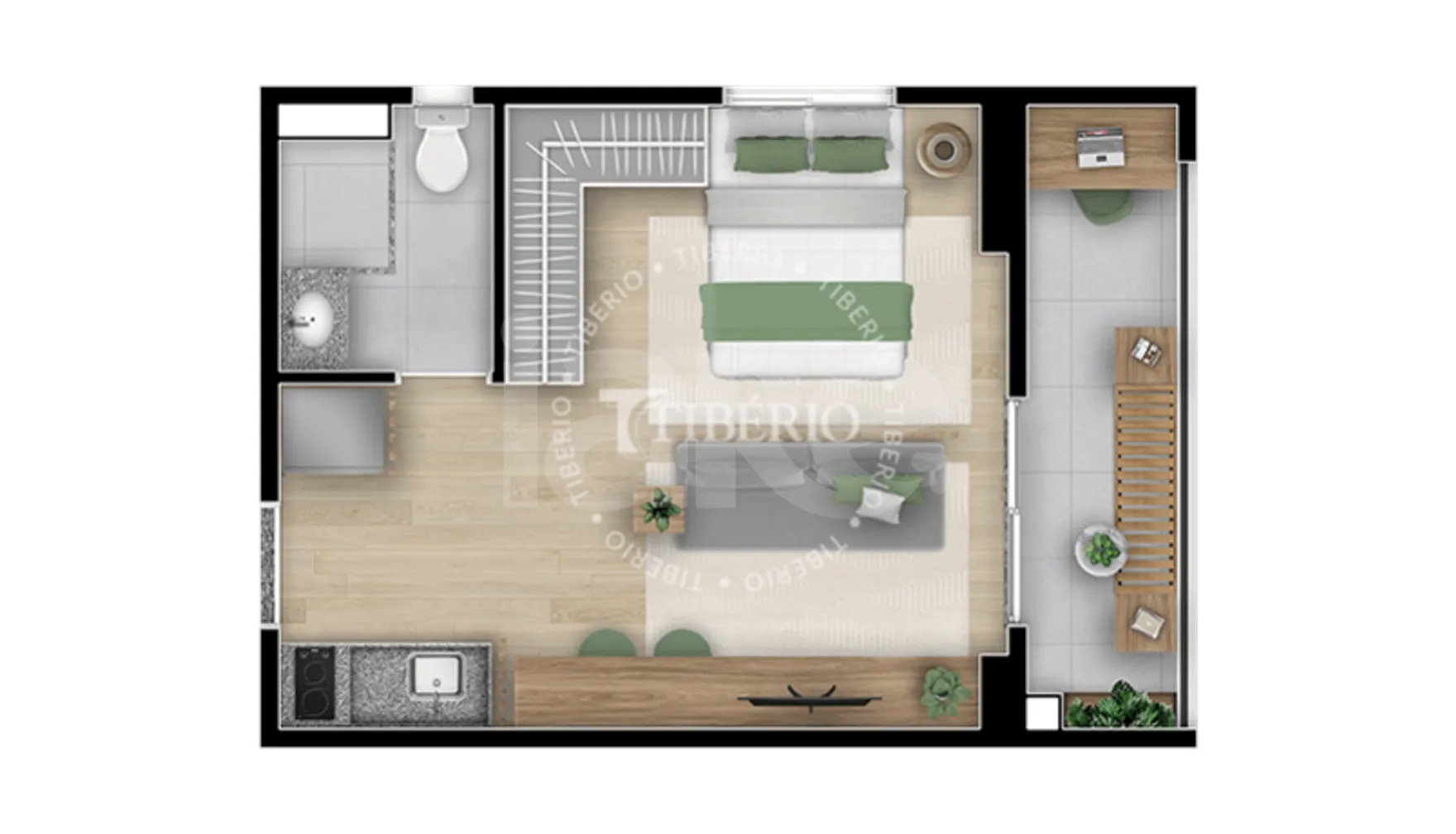 Planta — Studio 30,07 m²