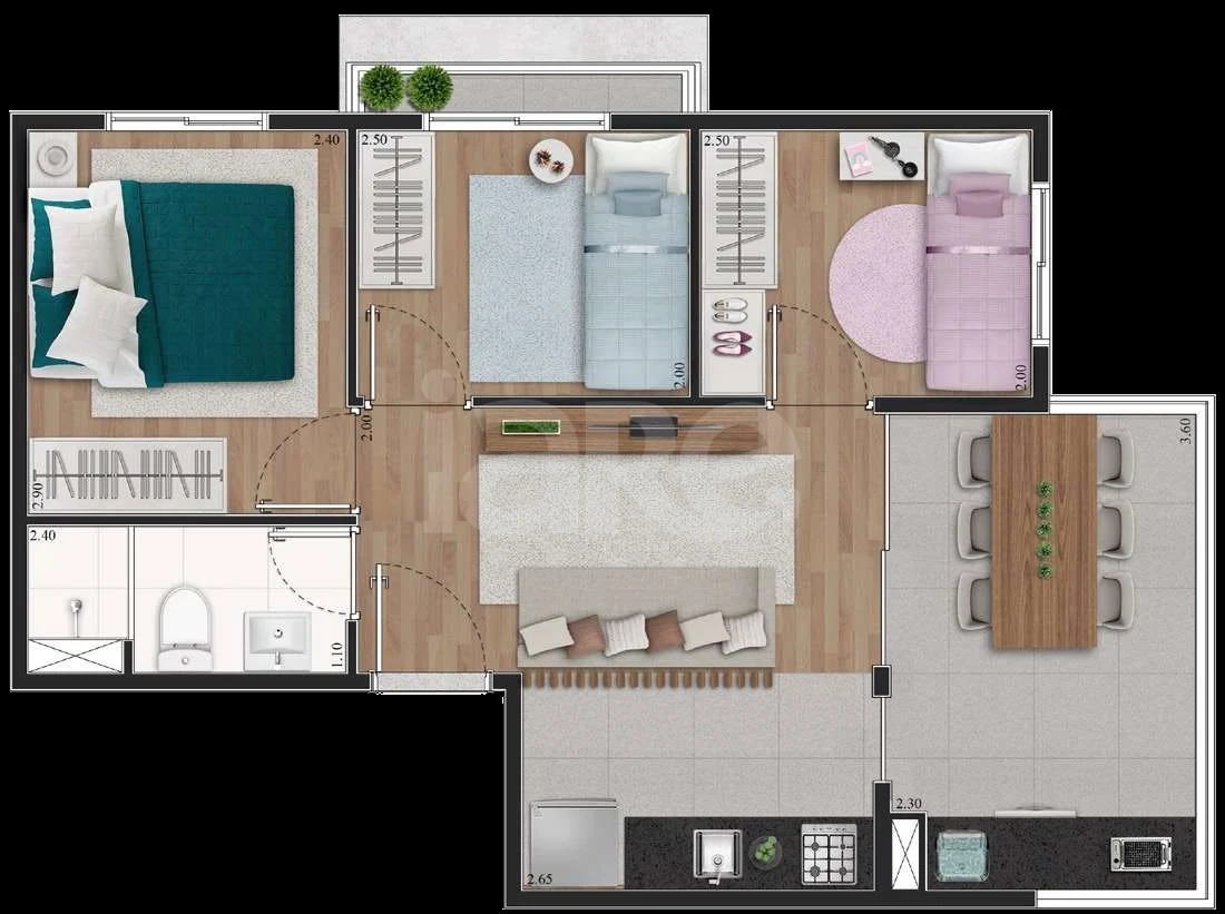 Planta — Apartamento 47,9 m²
