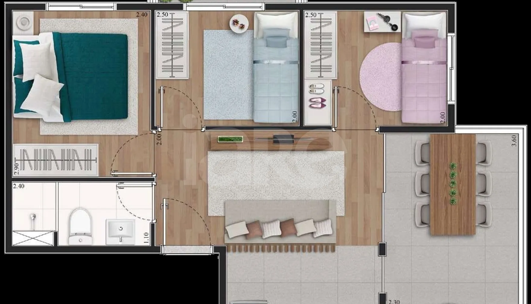 Planta — Apartamento 47,9 m²