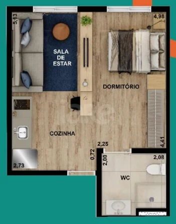 Planta — Studio 31,06 m²