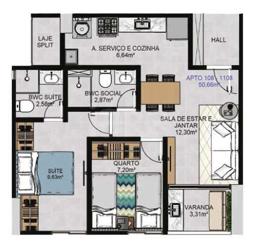 Planta — Apartamento 49,31 m²