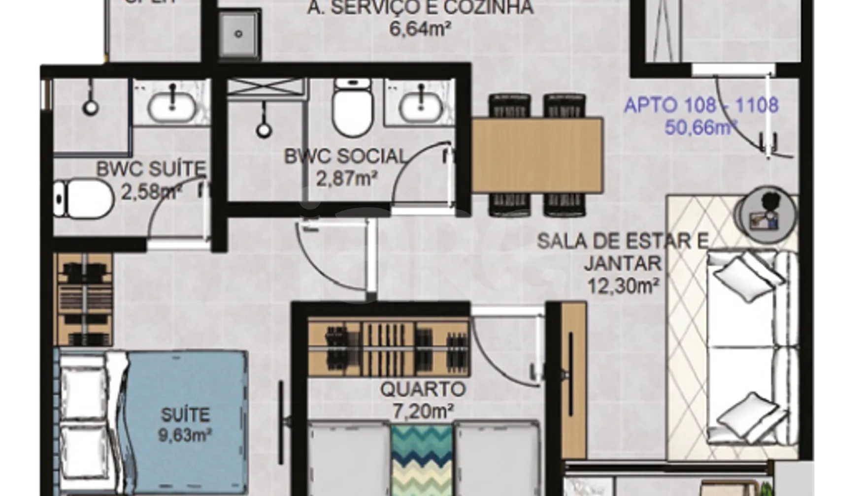 Planta — Apartamento 49,31 m²