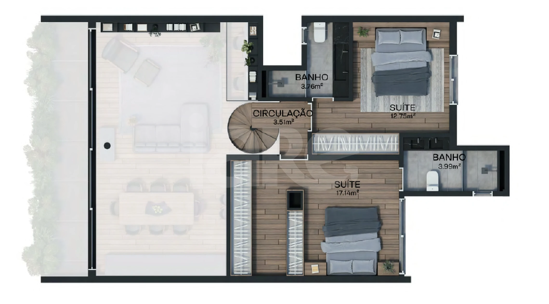 Planta — Cobertura Duplex 130,43 m²