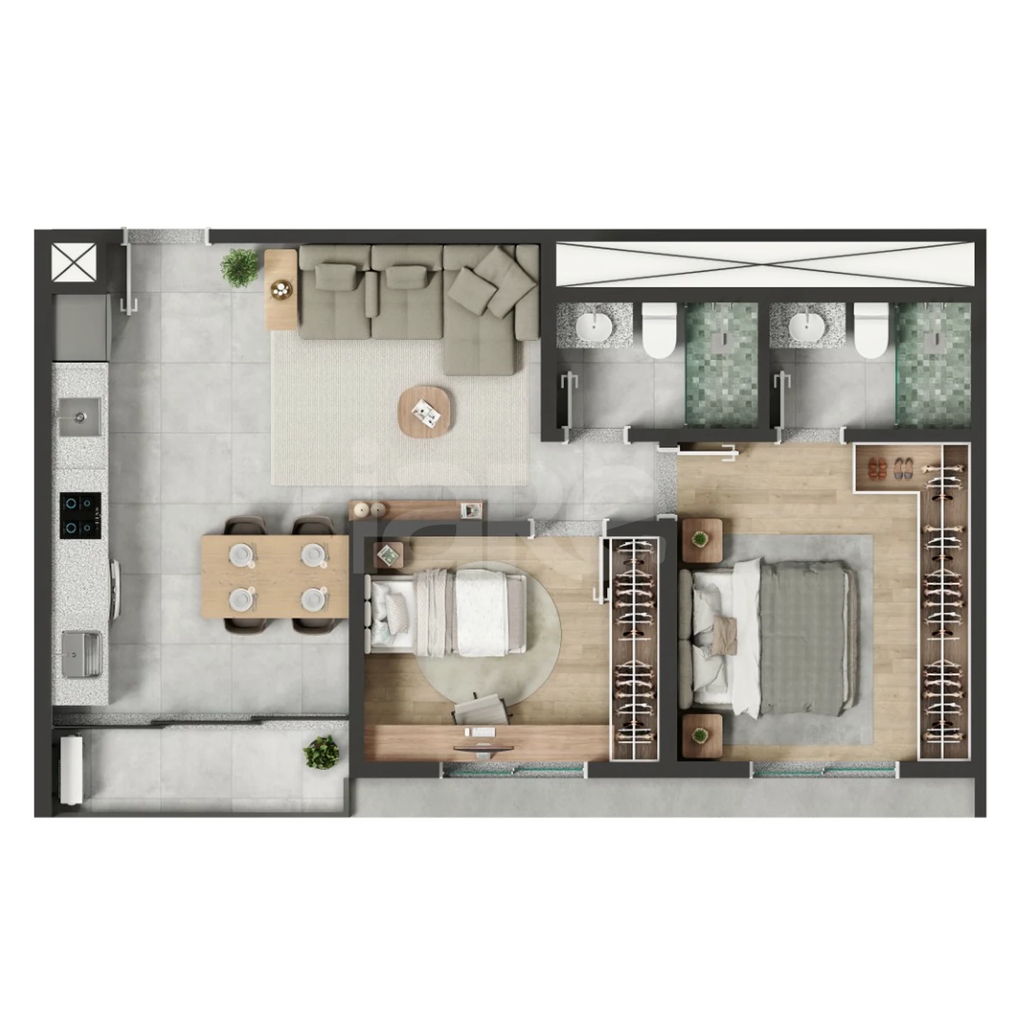Planta — Apartamento 57 m²