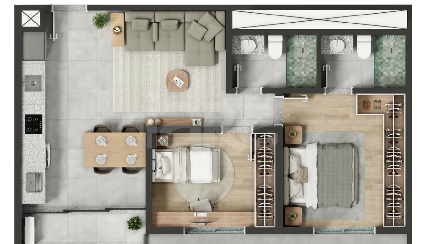Planta — Apartamento 57 m²