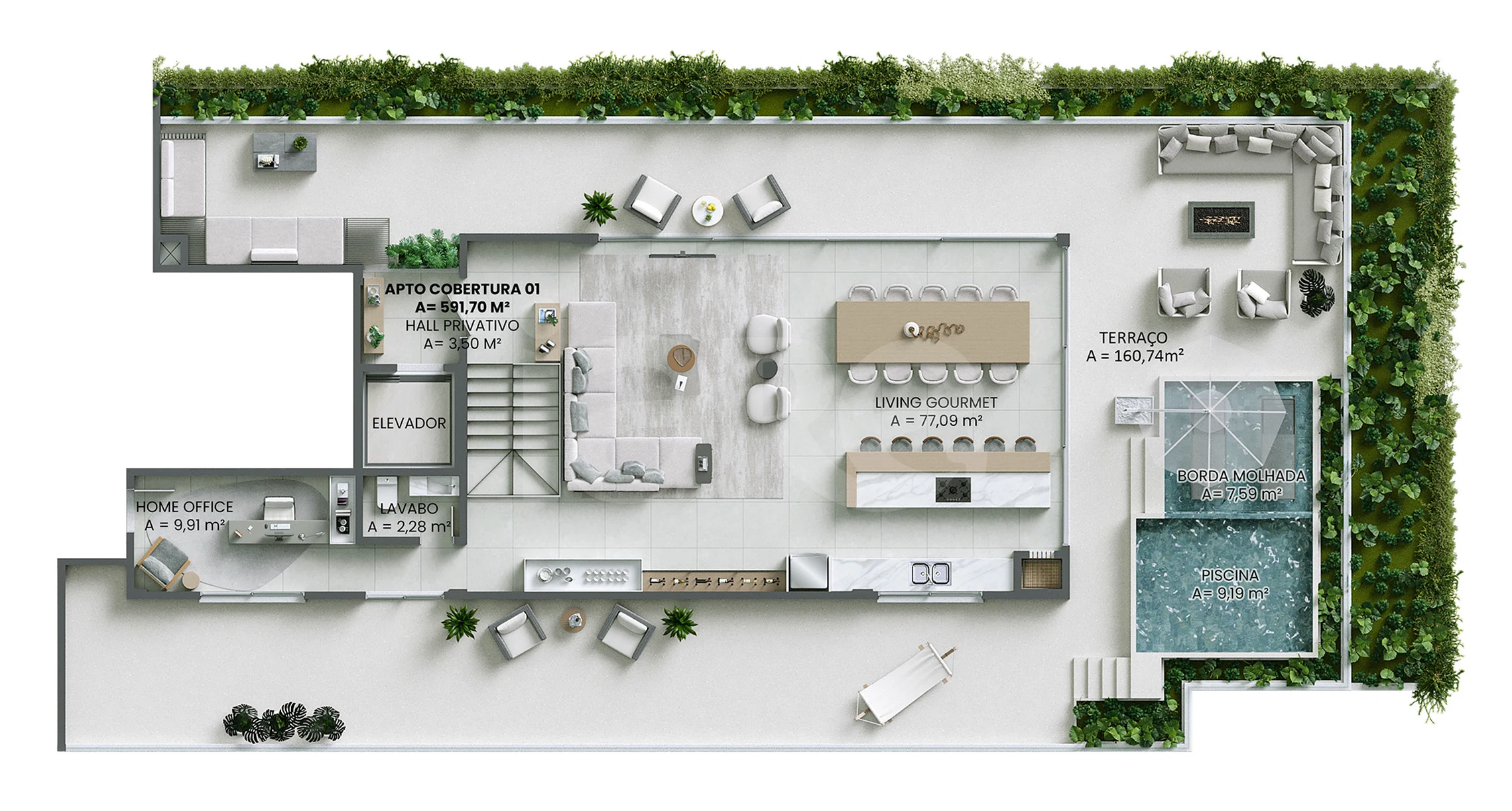 Planta — Cobertura Duplex 591,7 m²