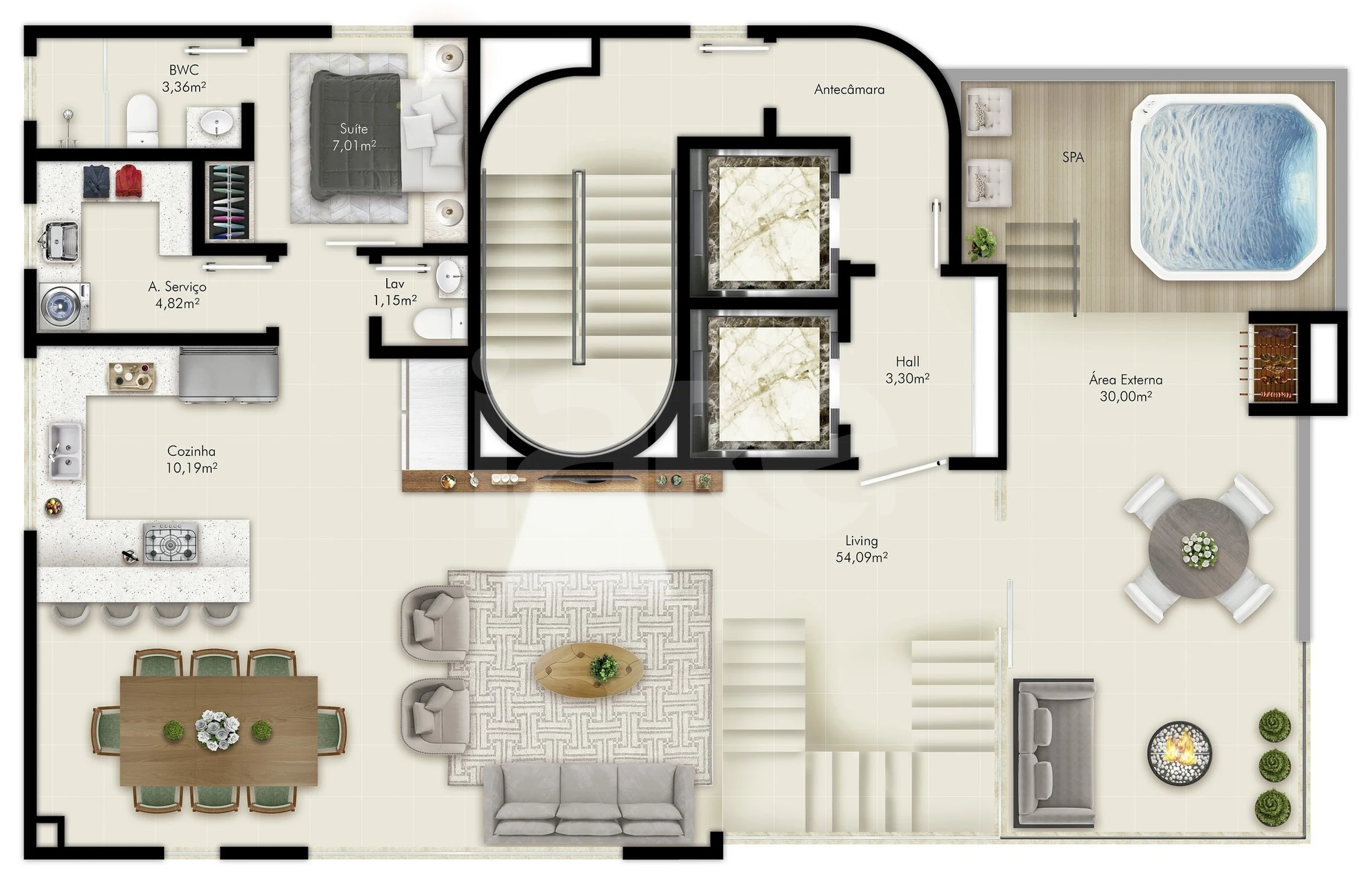 Planta — Cobertura Duplex 210,73 m²