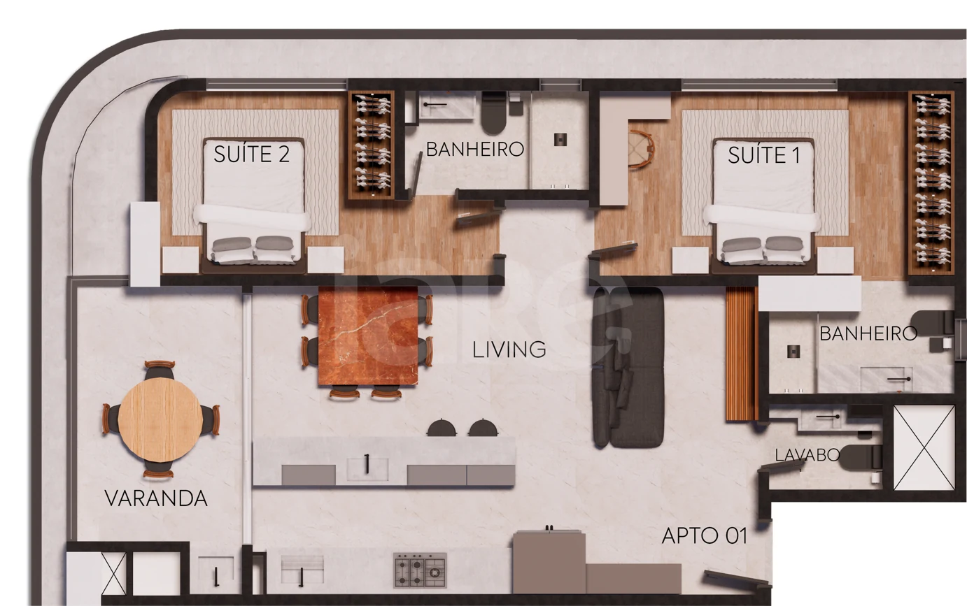 Planta — Apartamento 84,77 m²