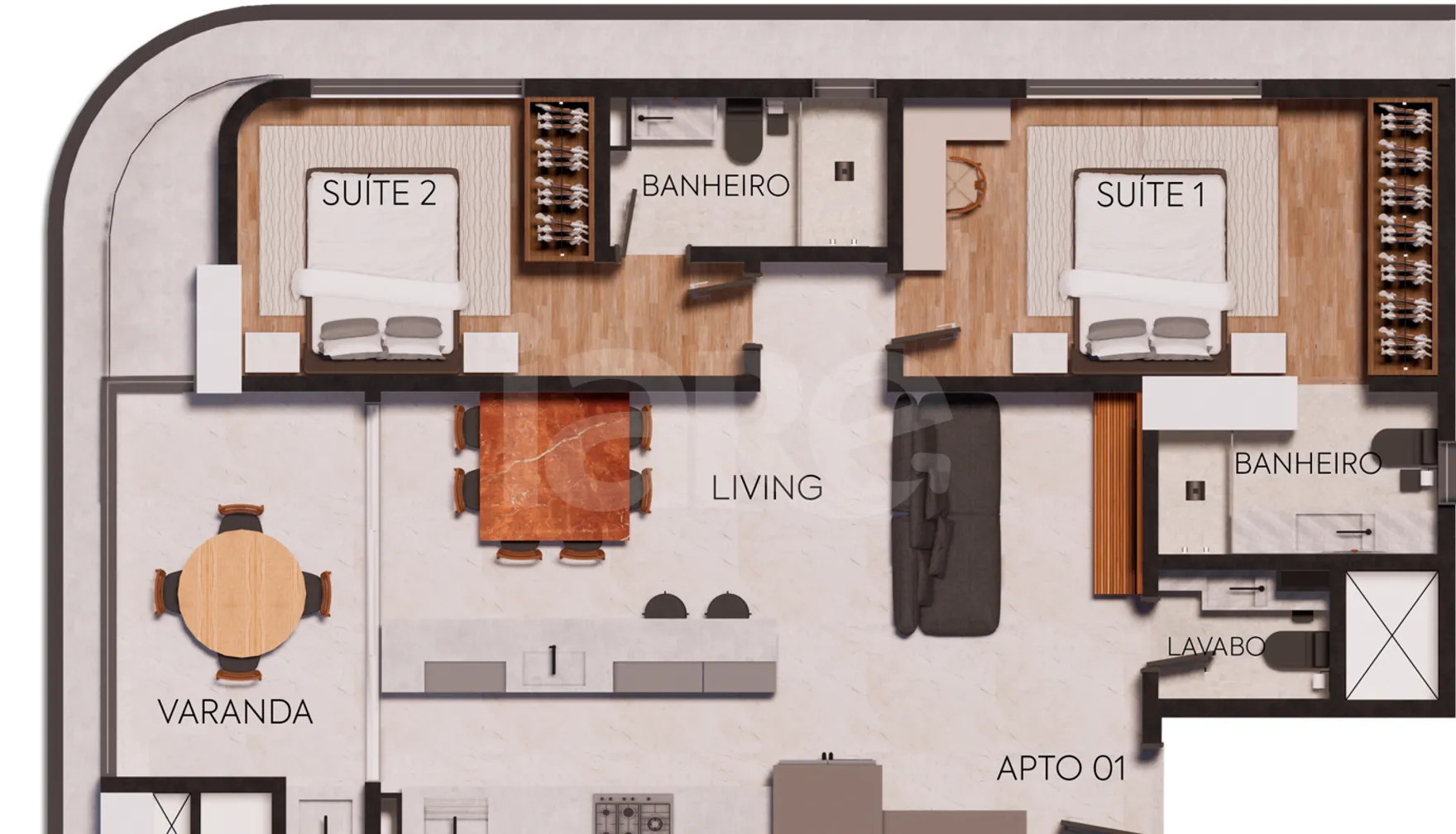 Planta — Apartamento 84,77 m²