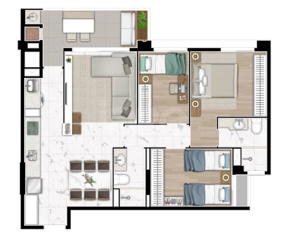 Planta — Apartamento 81,22 m²
