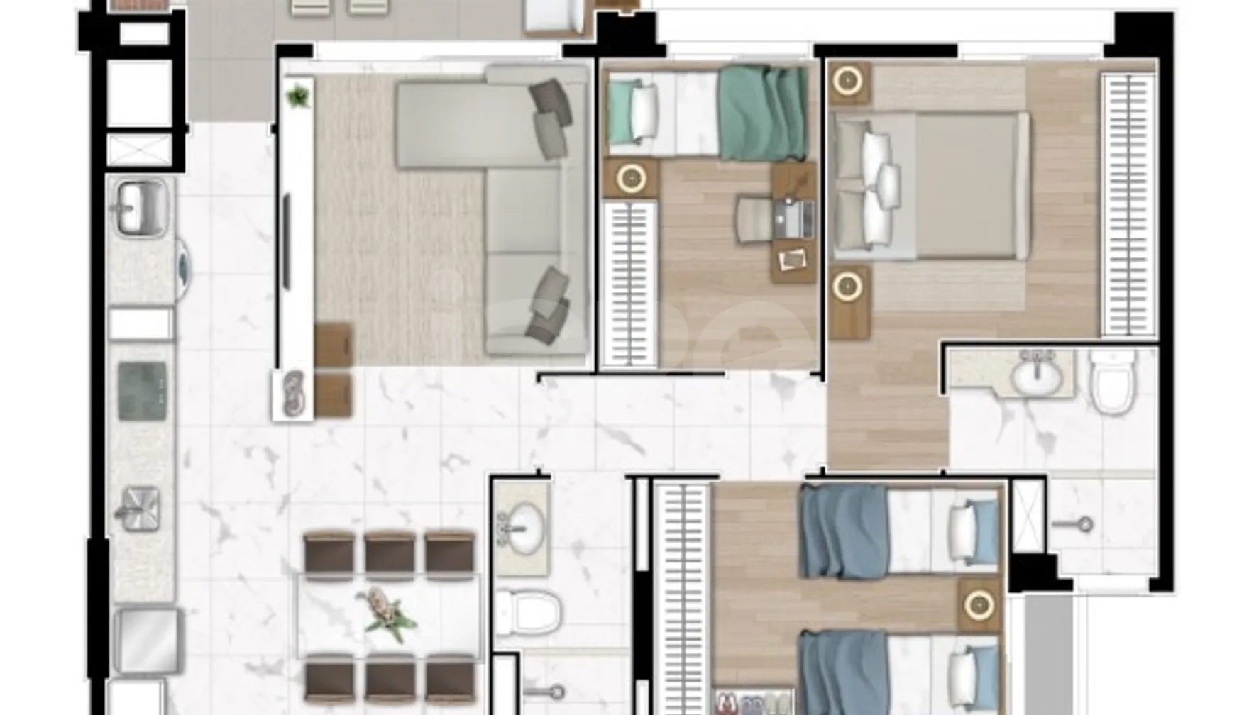Planta — Apartamento 81,22 m²