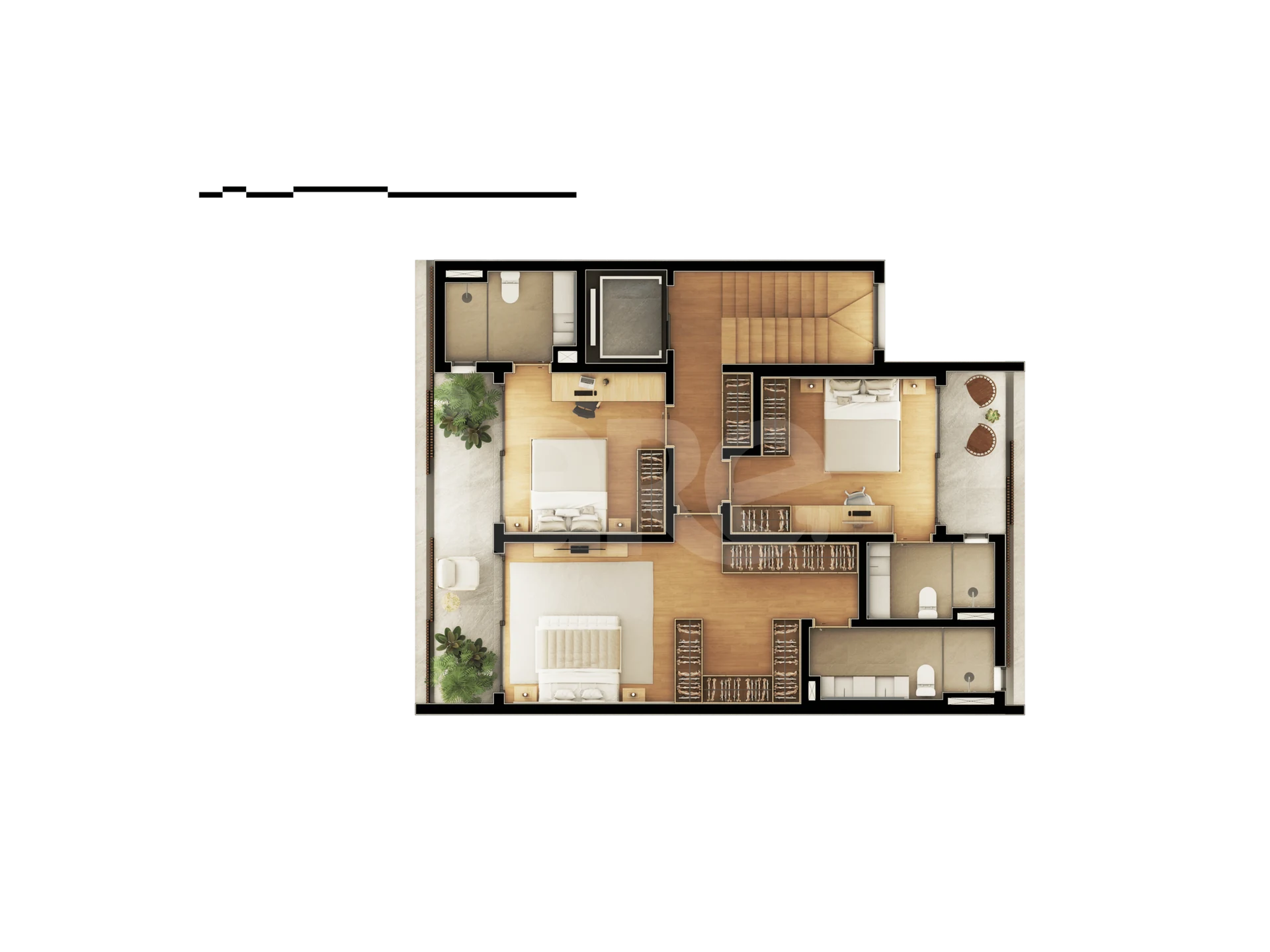 Planta — Casa 02, 03 e 04 - 1º Pavimento