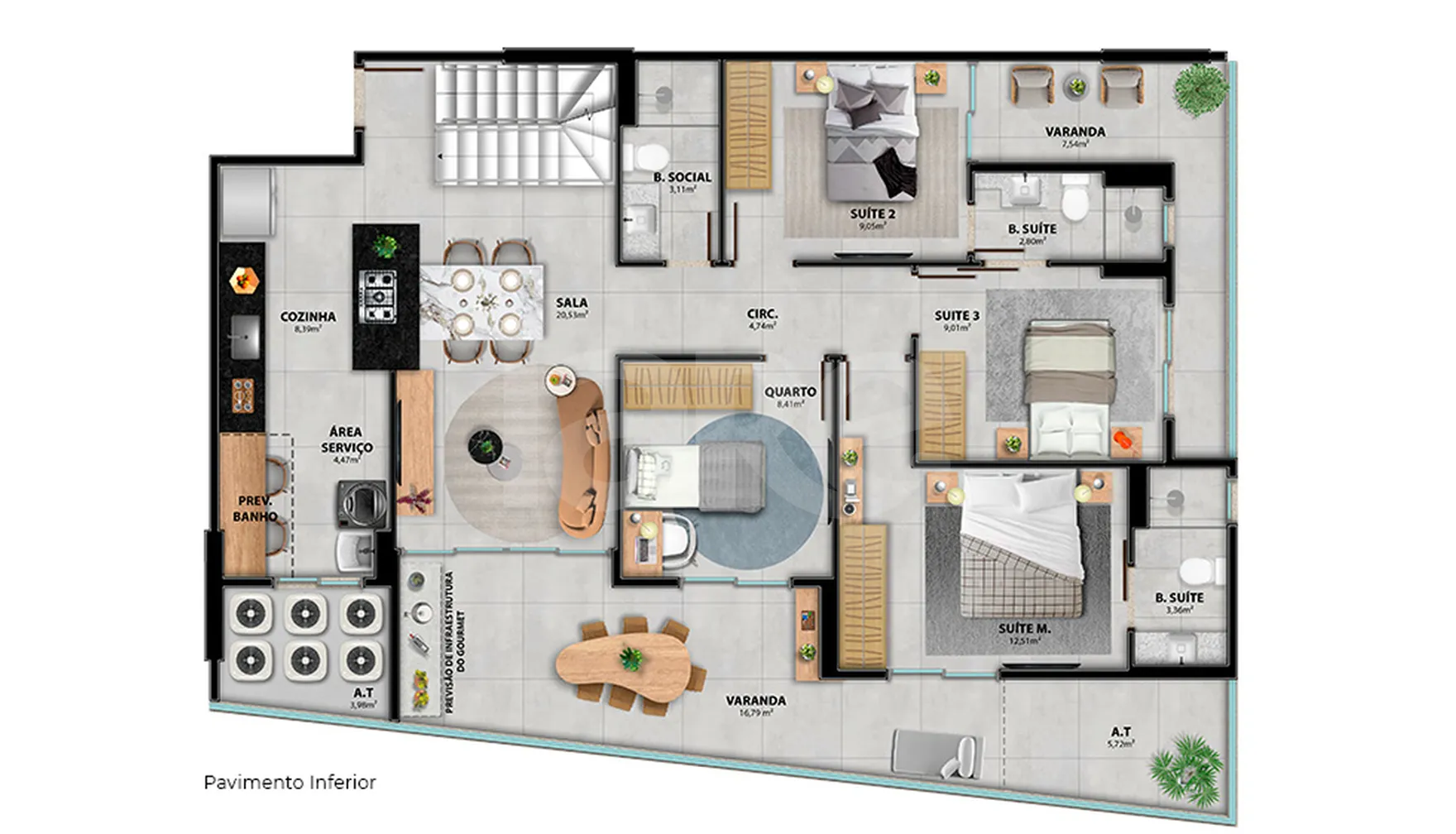 Planta — Cobertura Duplex 264,61 m²