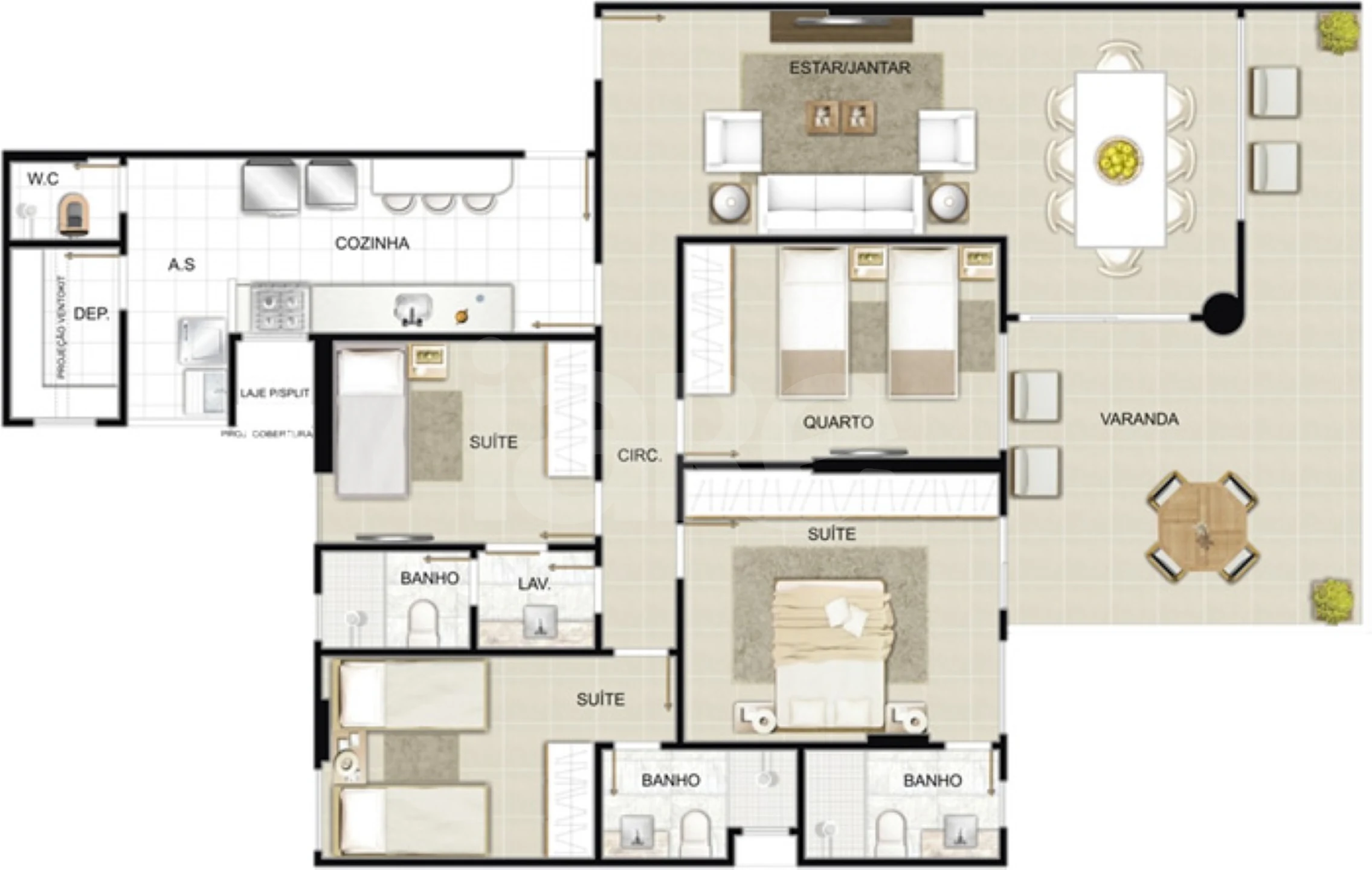 Planta — Apartamento 141,63 m²