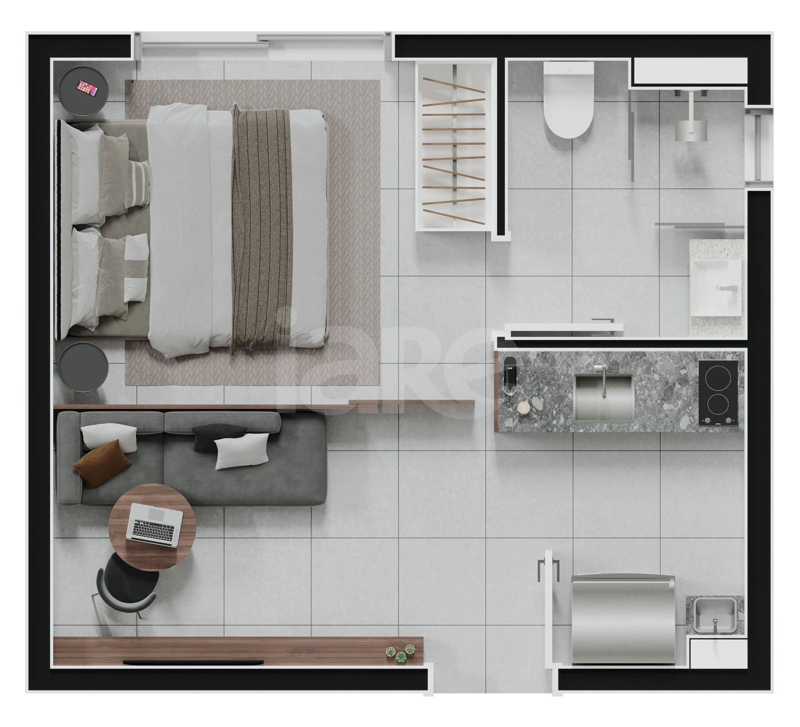 Planta — Studio 22,98 m²