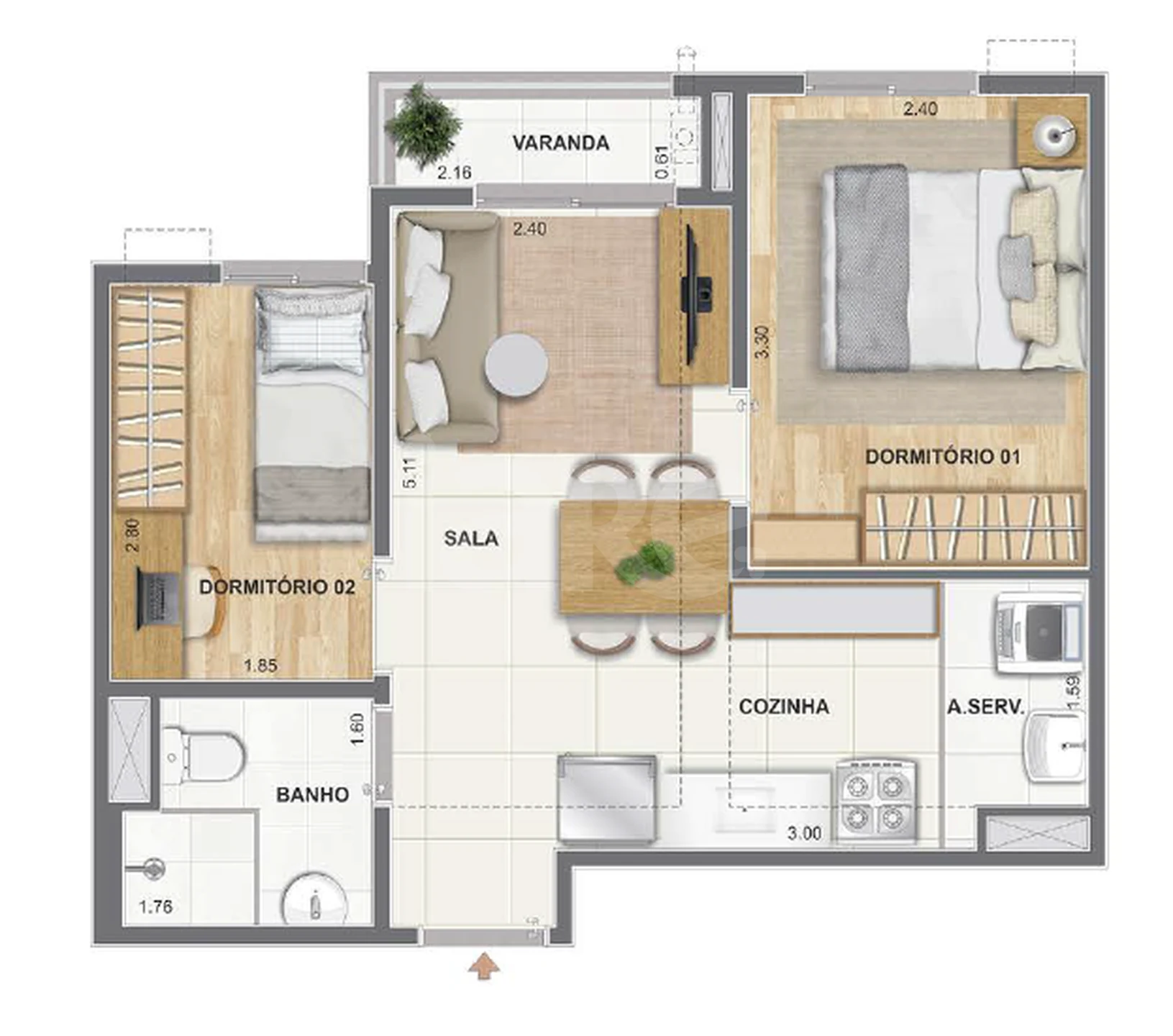 Planta — Apartamento 39 m²
