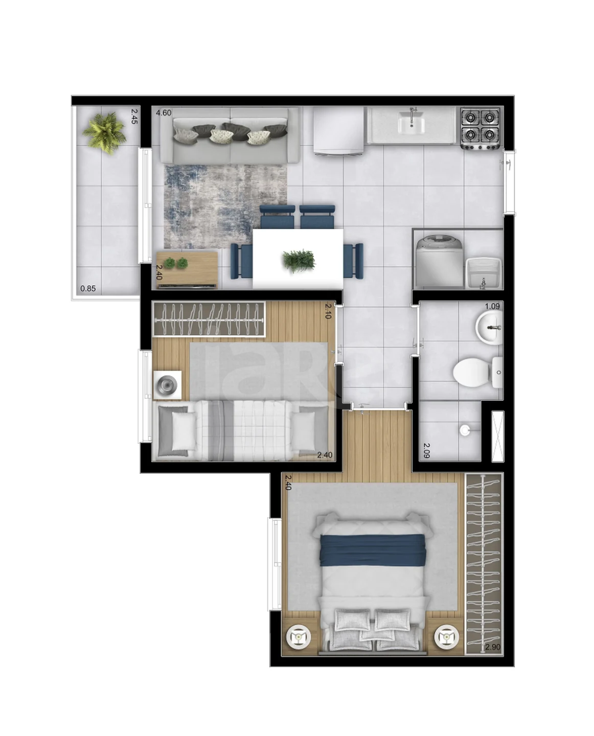 Planta — Apartamento 34,77 m²