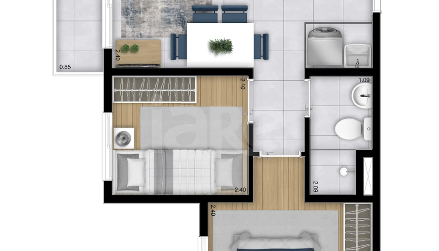 Planta — Apartamento 34,77 m²