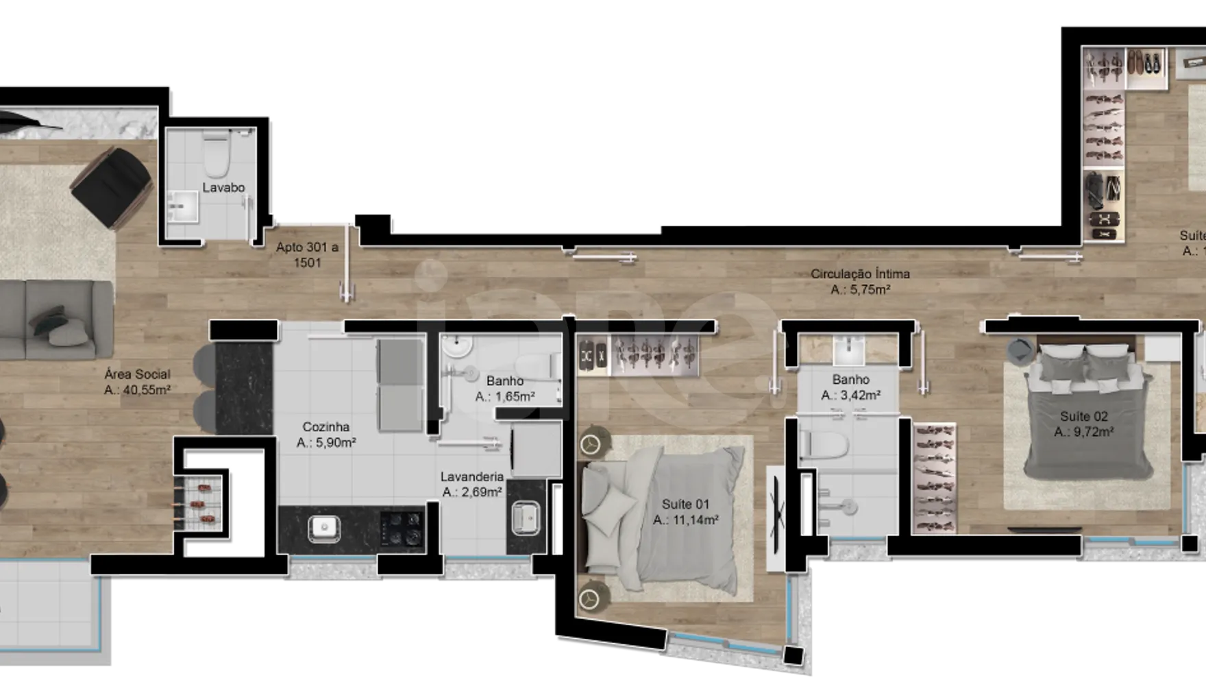 Planta — Apartamento 124 m²