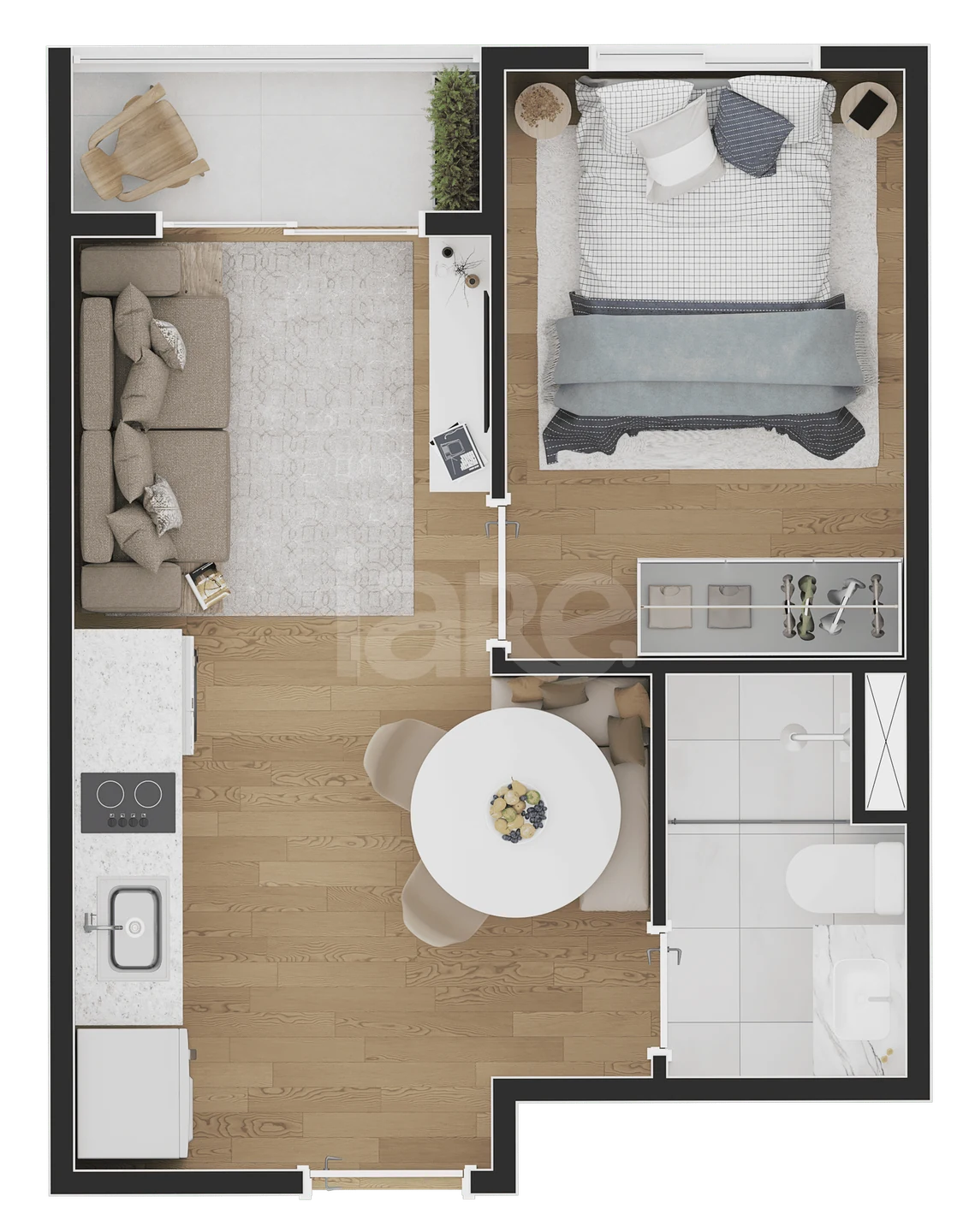 Planta — Studio 24,01 m²