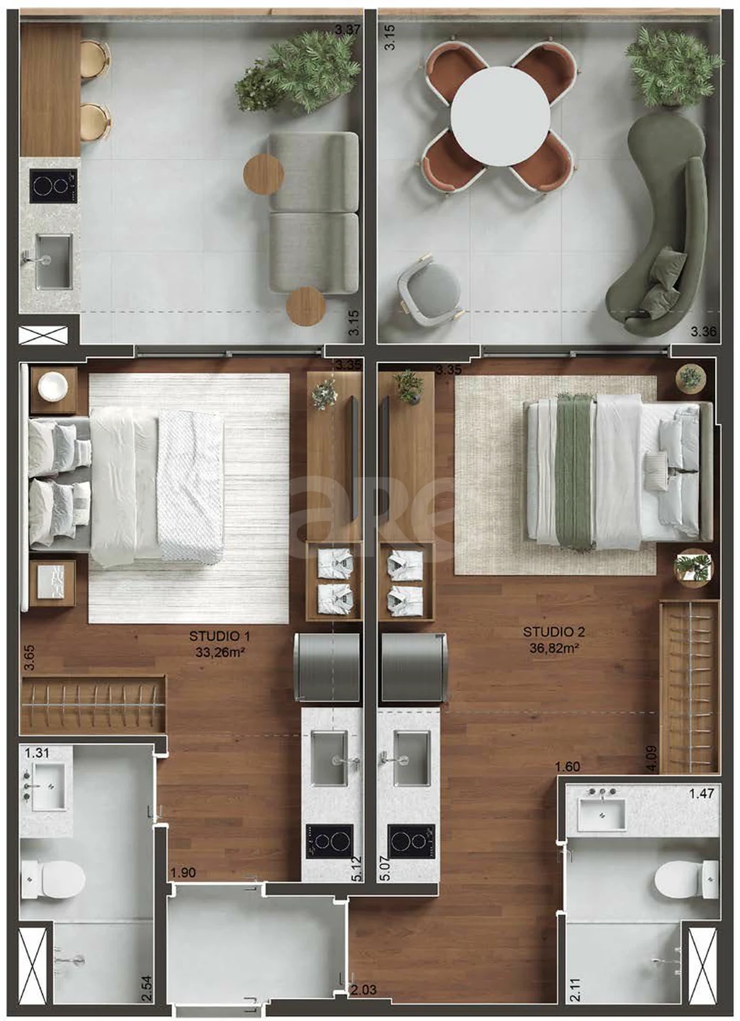 Planta — Apartamento 70,08 m²